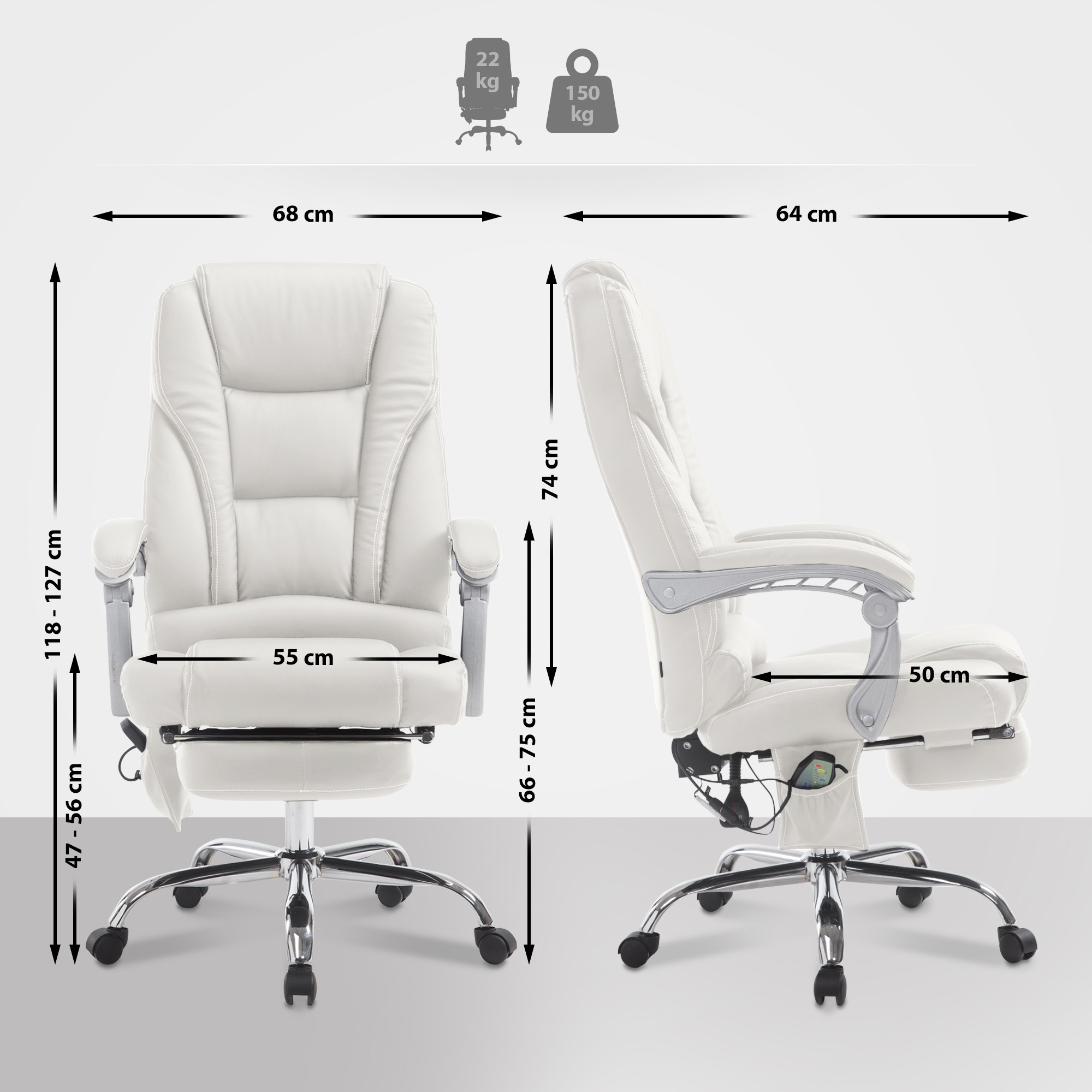 Pacific bureaustoel met massagefunctie V2 kunstleer
