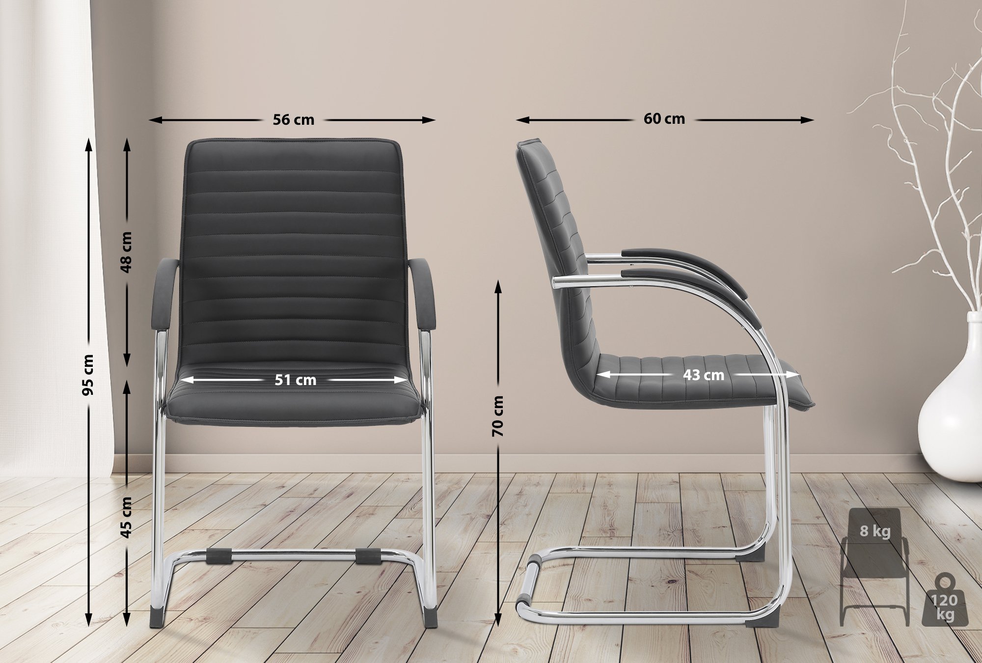 Set van 2 Eetkamerstoelen Tira kunstleer