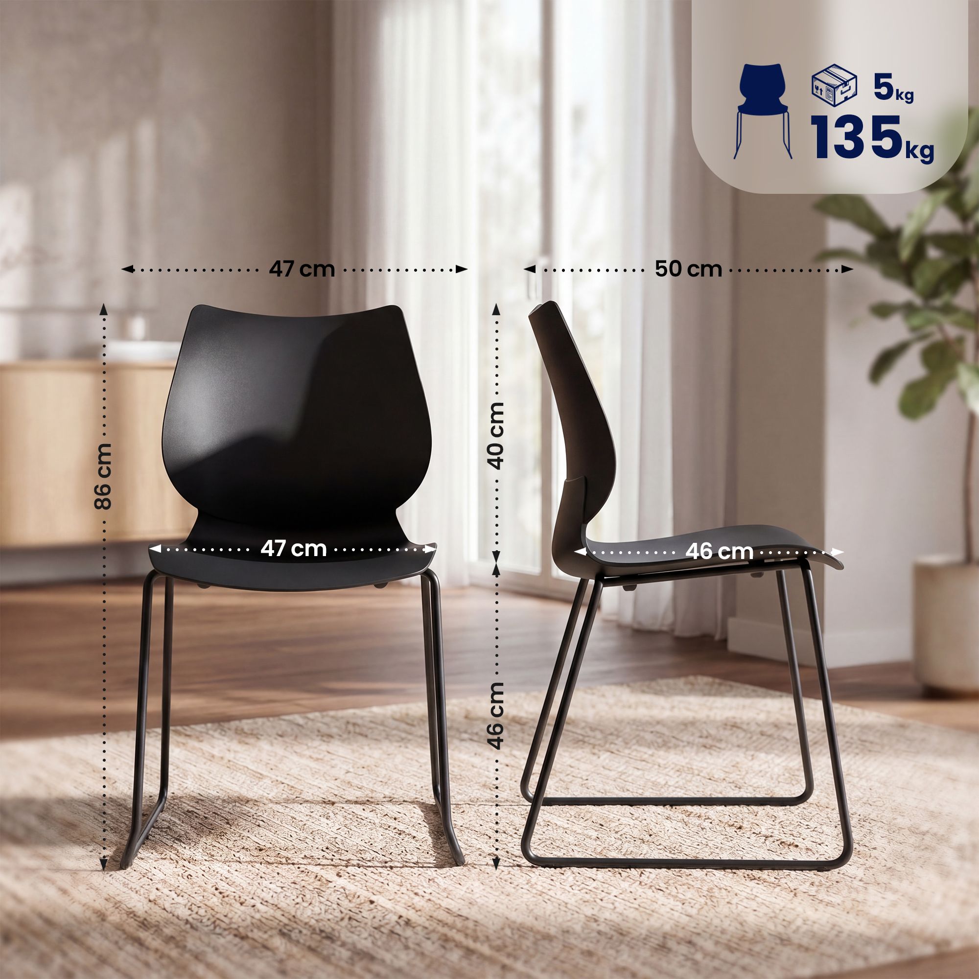 Set van 2 stapelstoelen Houma