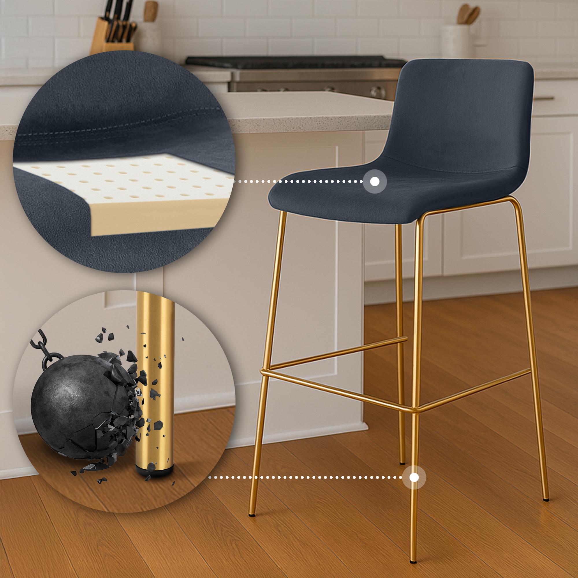 Barkruk Hoover onderstel goud fluweel