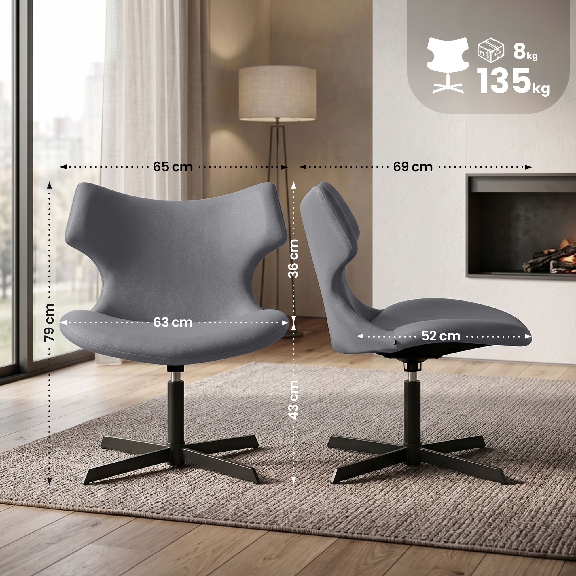 Set van 2 loungestoelen Welland - lederlook