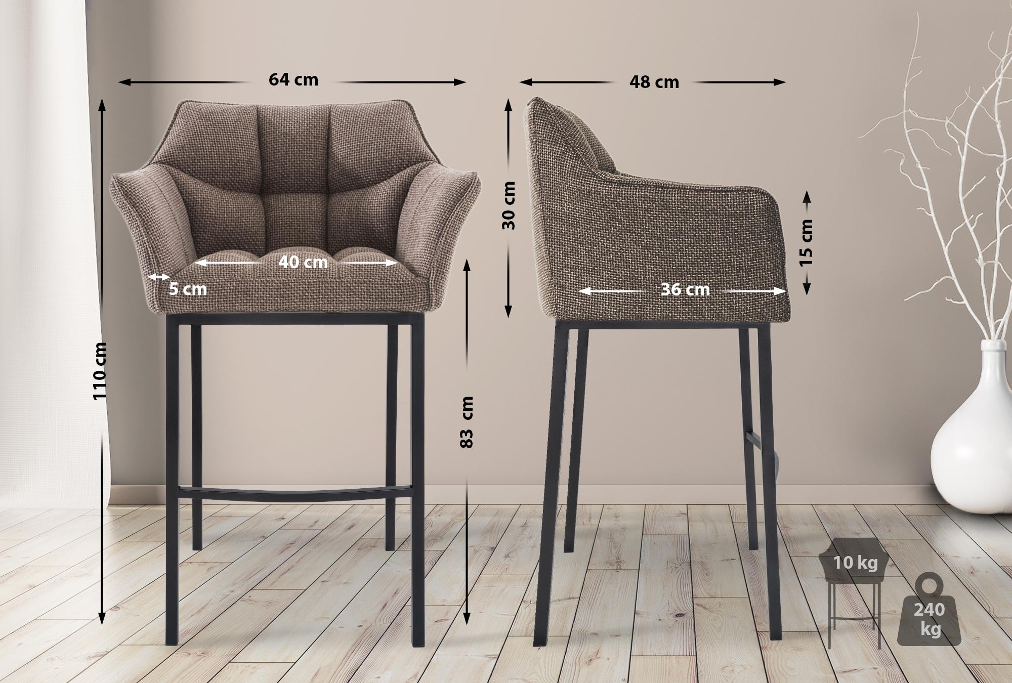 Barkruk Damaso Stof met Vierpootsframe