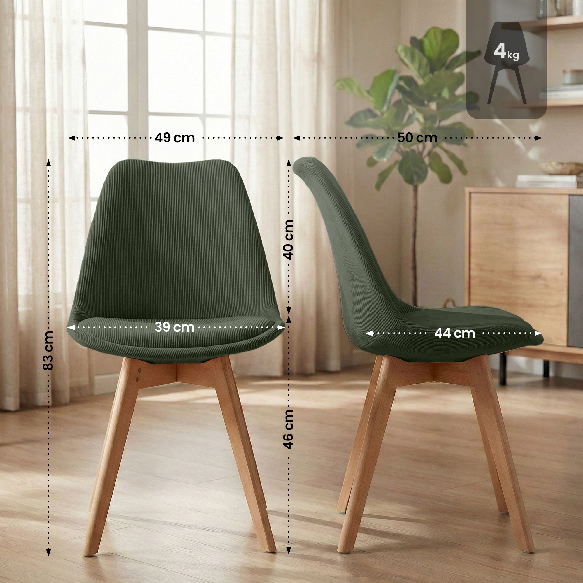 4-delige set Linares eetkamerstoelen