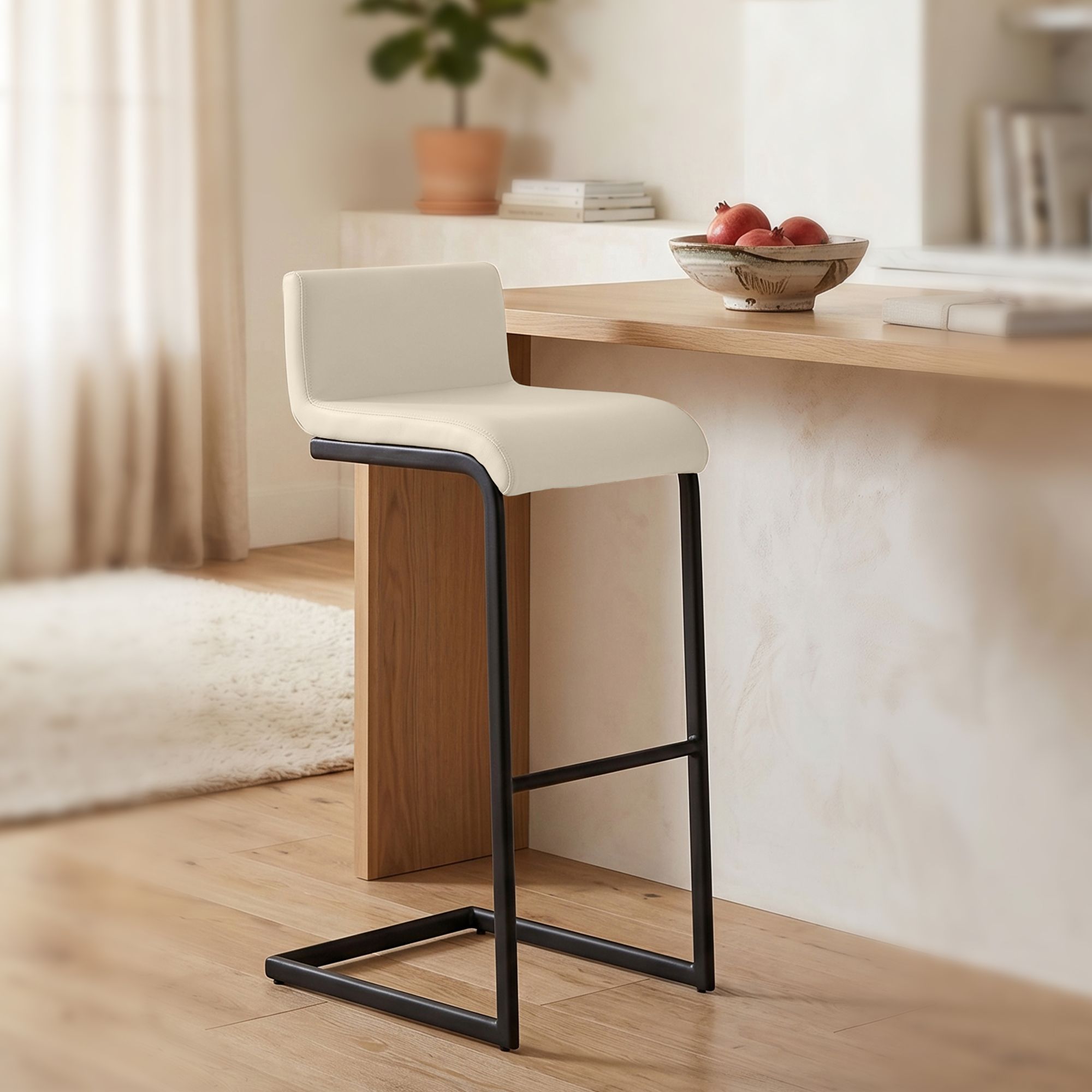2-delige set barstoelen Newport zwart metalen frame