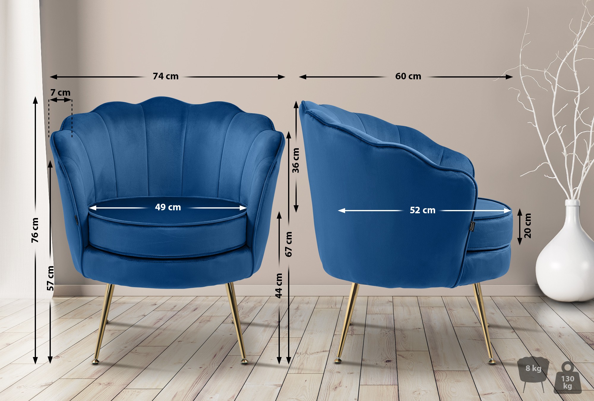 Fauteuil Rosita Fluweel