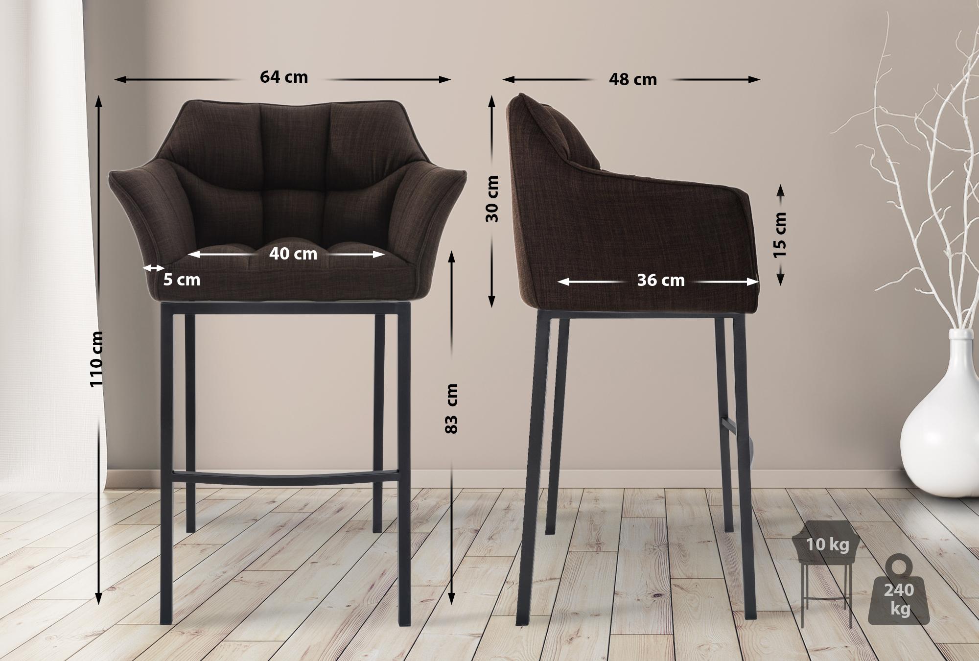 Barkruk Damaso Stof met Vierpootsframe