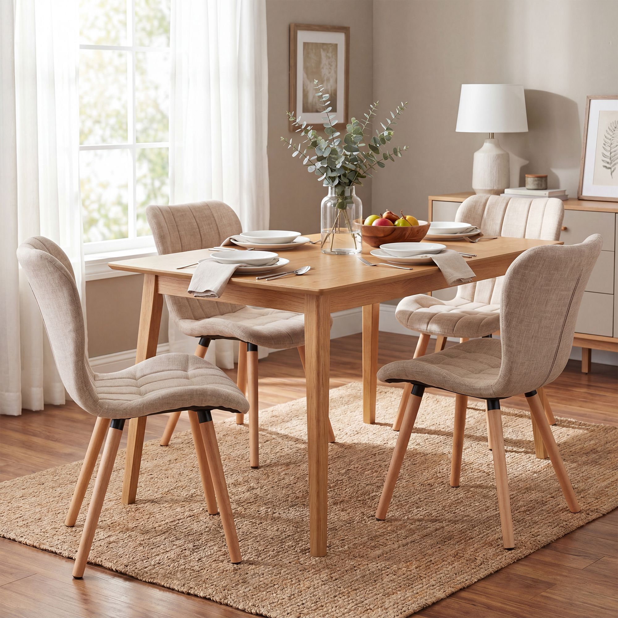 4-delige set eetkamerstoelen Elda stof