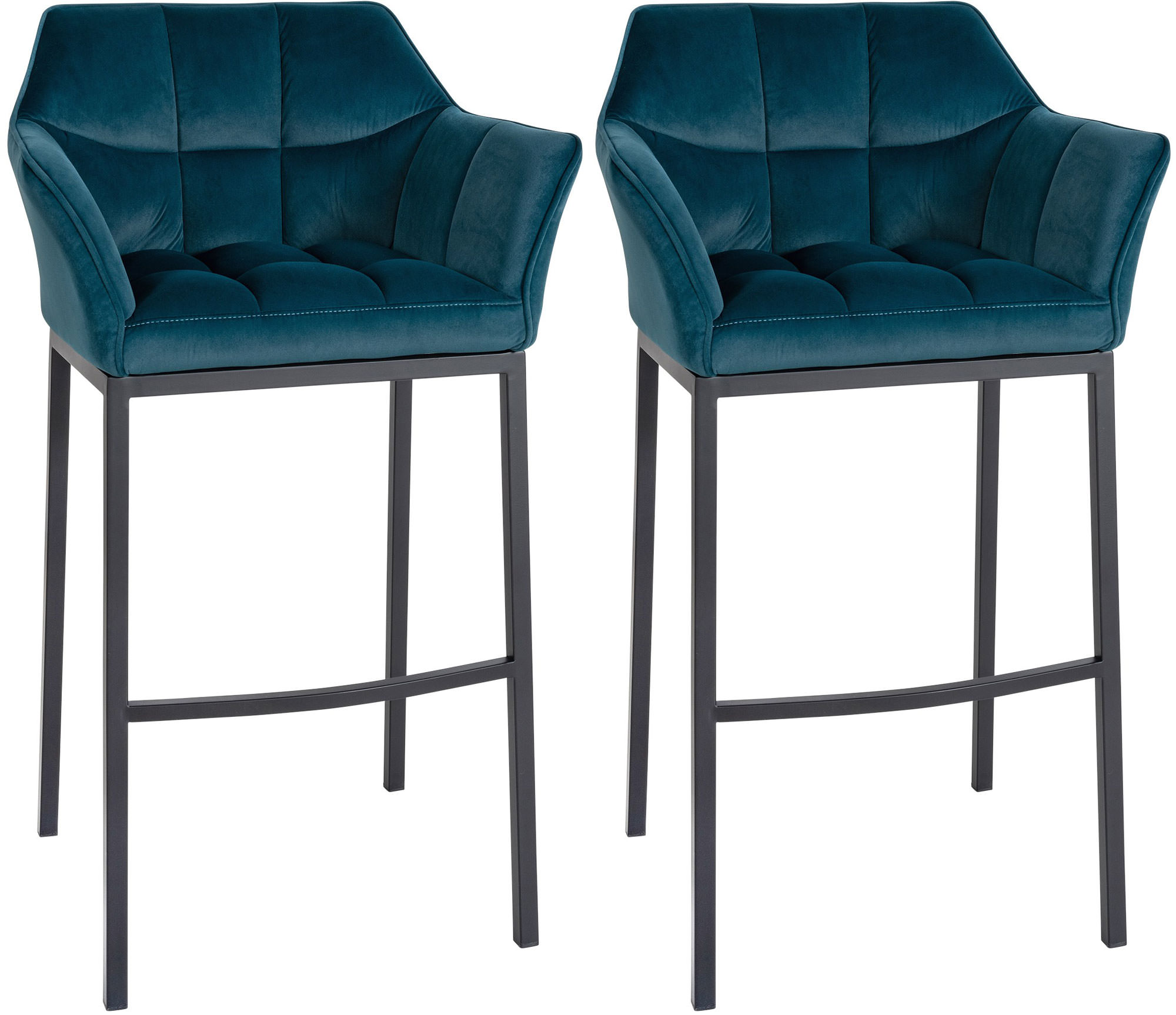 2-delige set barkrukken Damaso fluweel met 4-poots frame