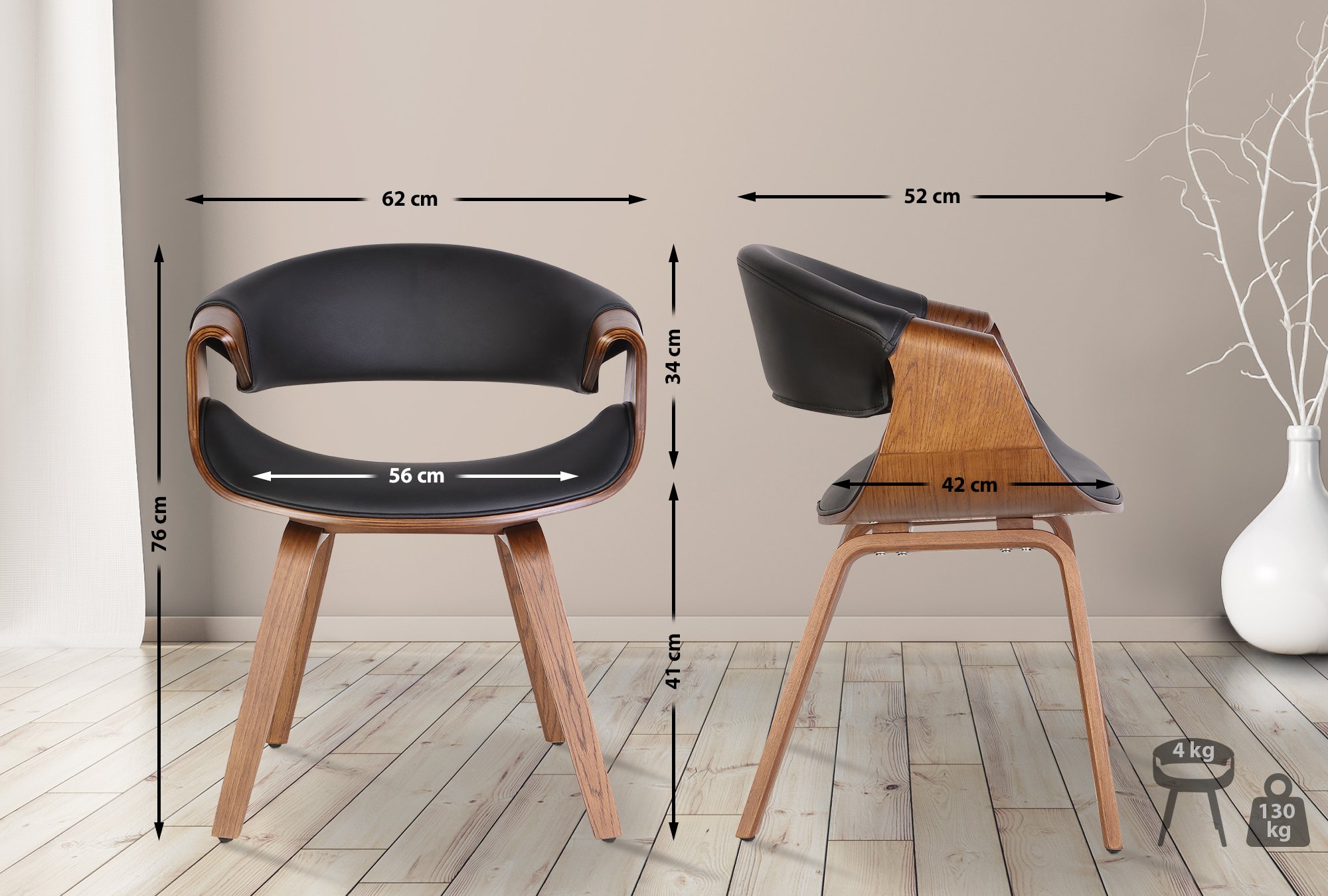 Set van 2 eetkamerstoelen Foley