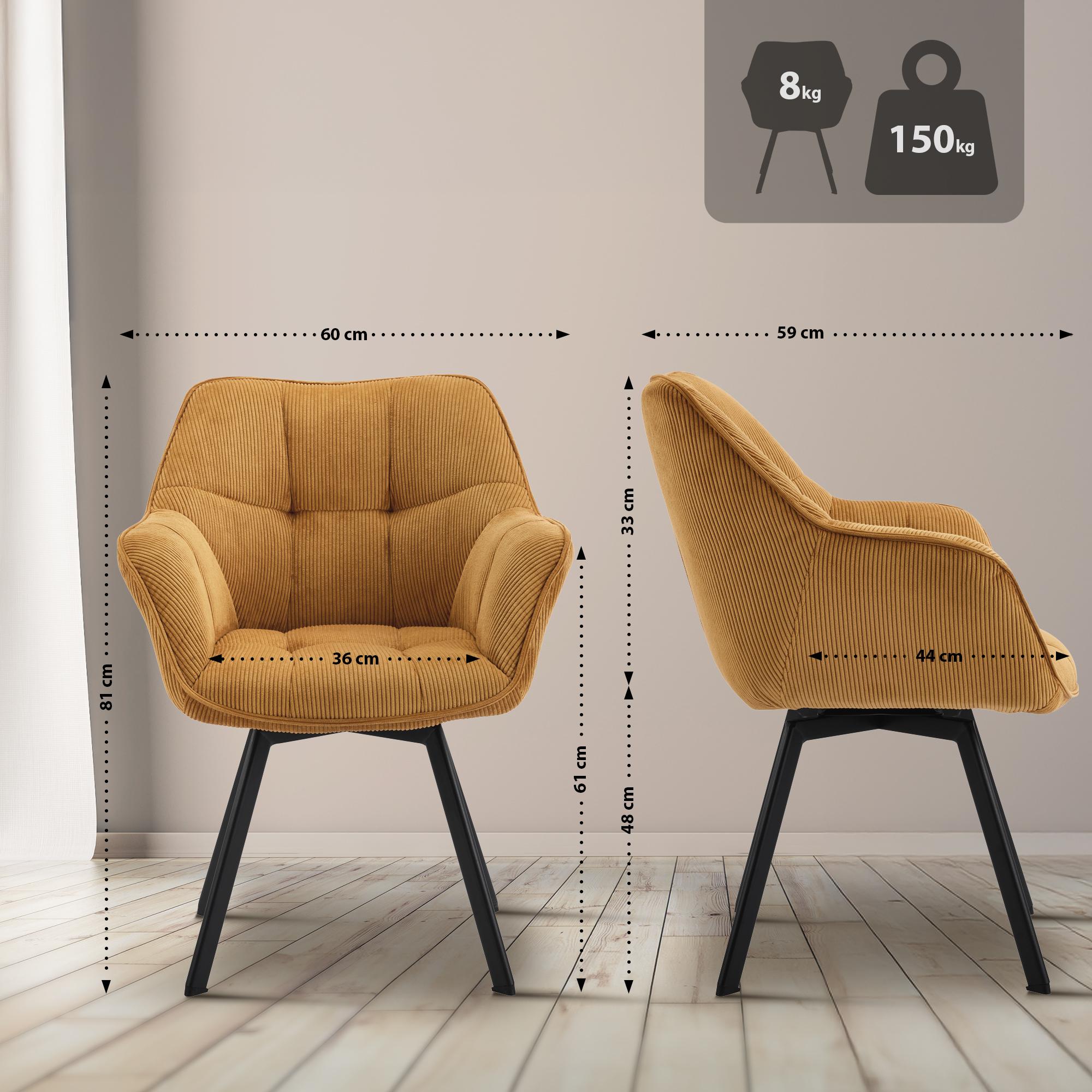 Set van 2 eetkamerstoelen Jordi Cord