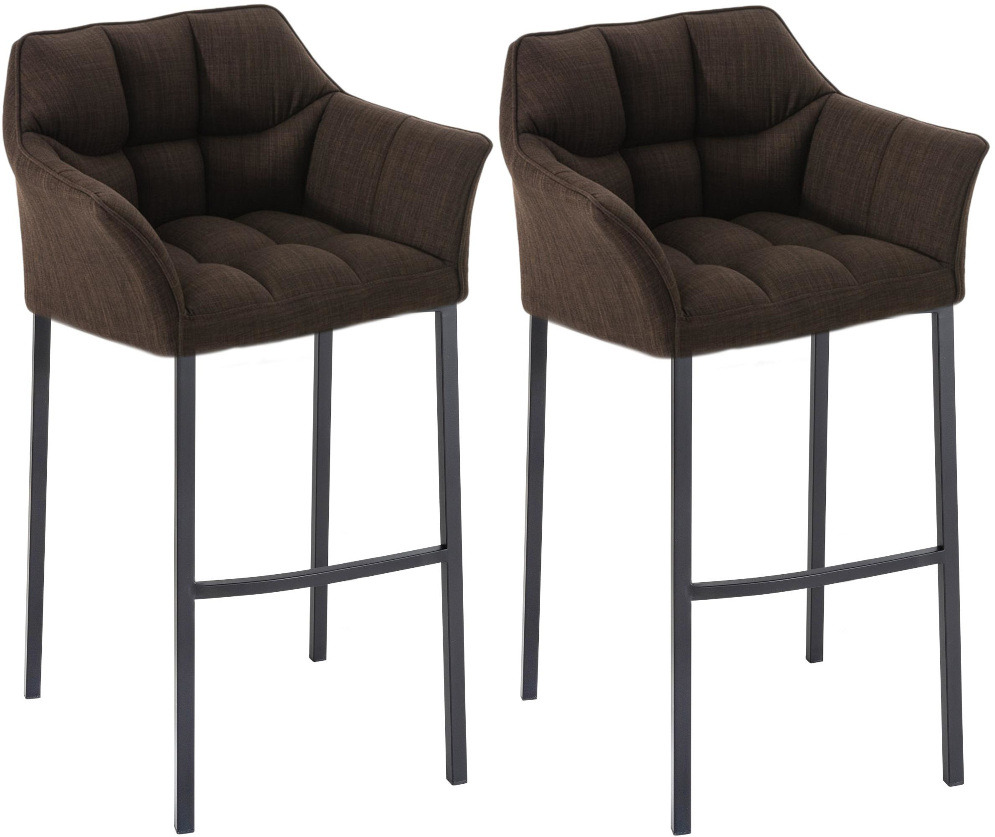 2-delige set barkrukken Damaso stof met vierpootsframe