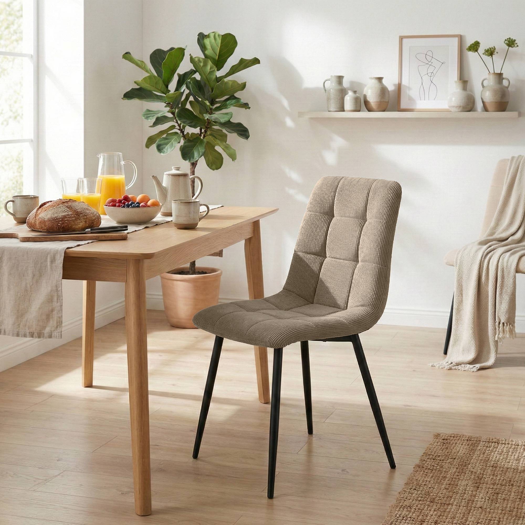 Set van 2 eetkamerstoelen Antibes ribstof