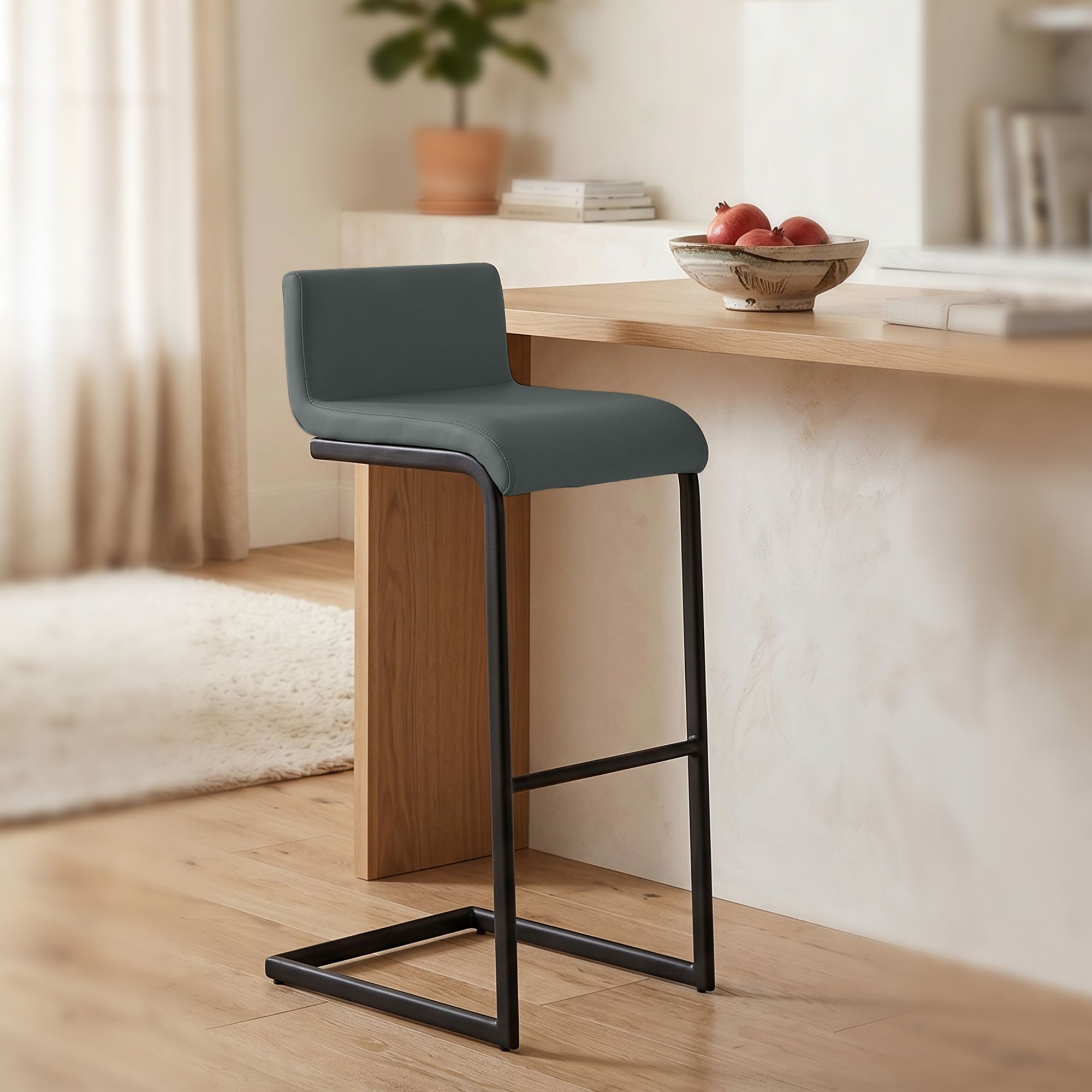 2-delige set barstoelen Newport zwart metalen frame