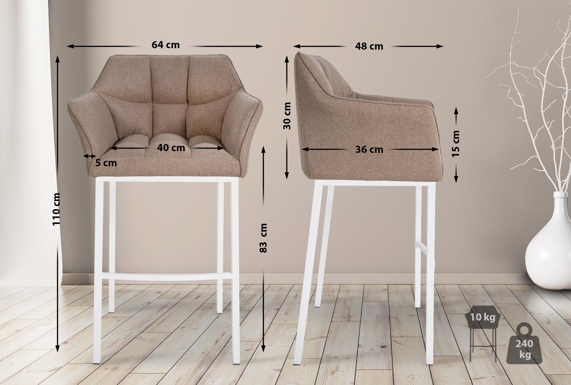 Barkruk Damaso Vilt met Vierpootsframe
