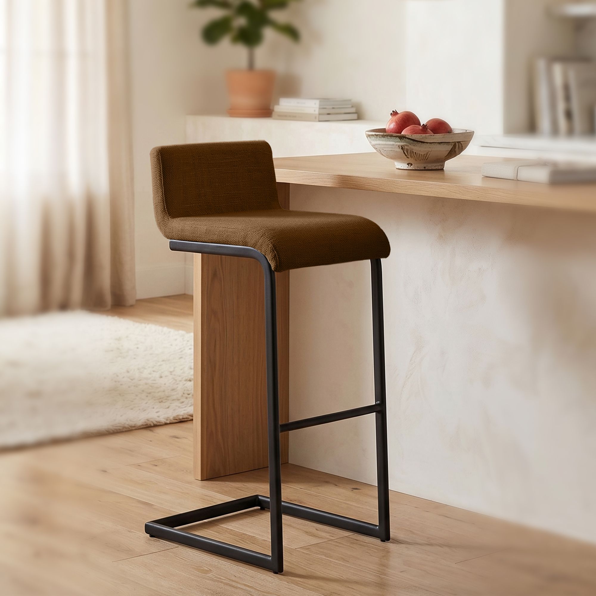 2-delige set barstoelen Newport zwart metalen frame