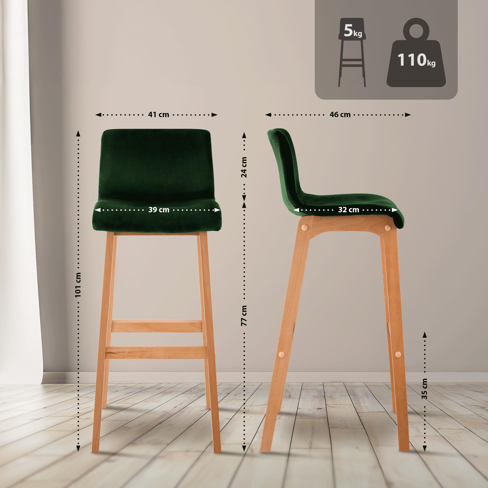 Barkruk Hover Fluweel Vierpoots frame Natura