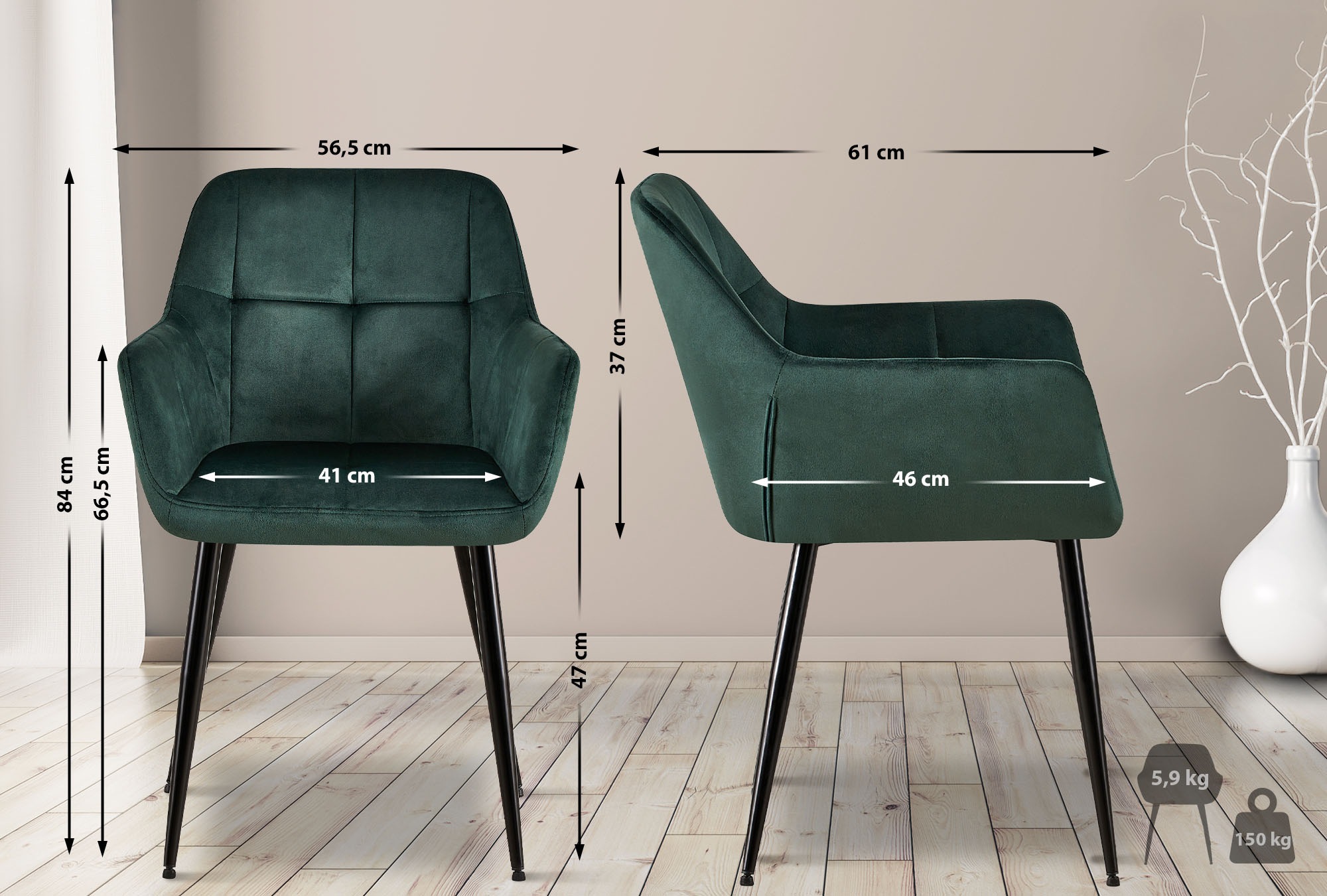 Set van 4 eetkamerstoelen Emia