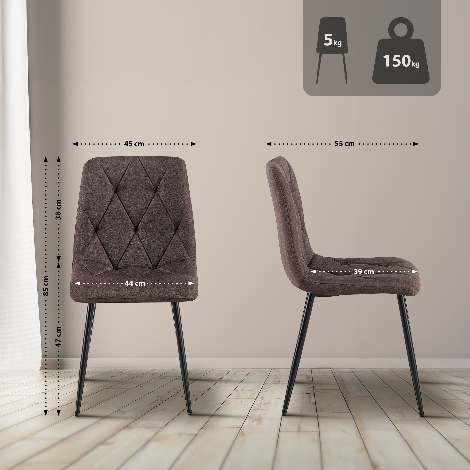 Set van 2 Eetkamerstoelen Clairton