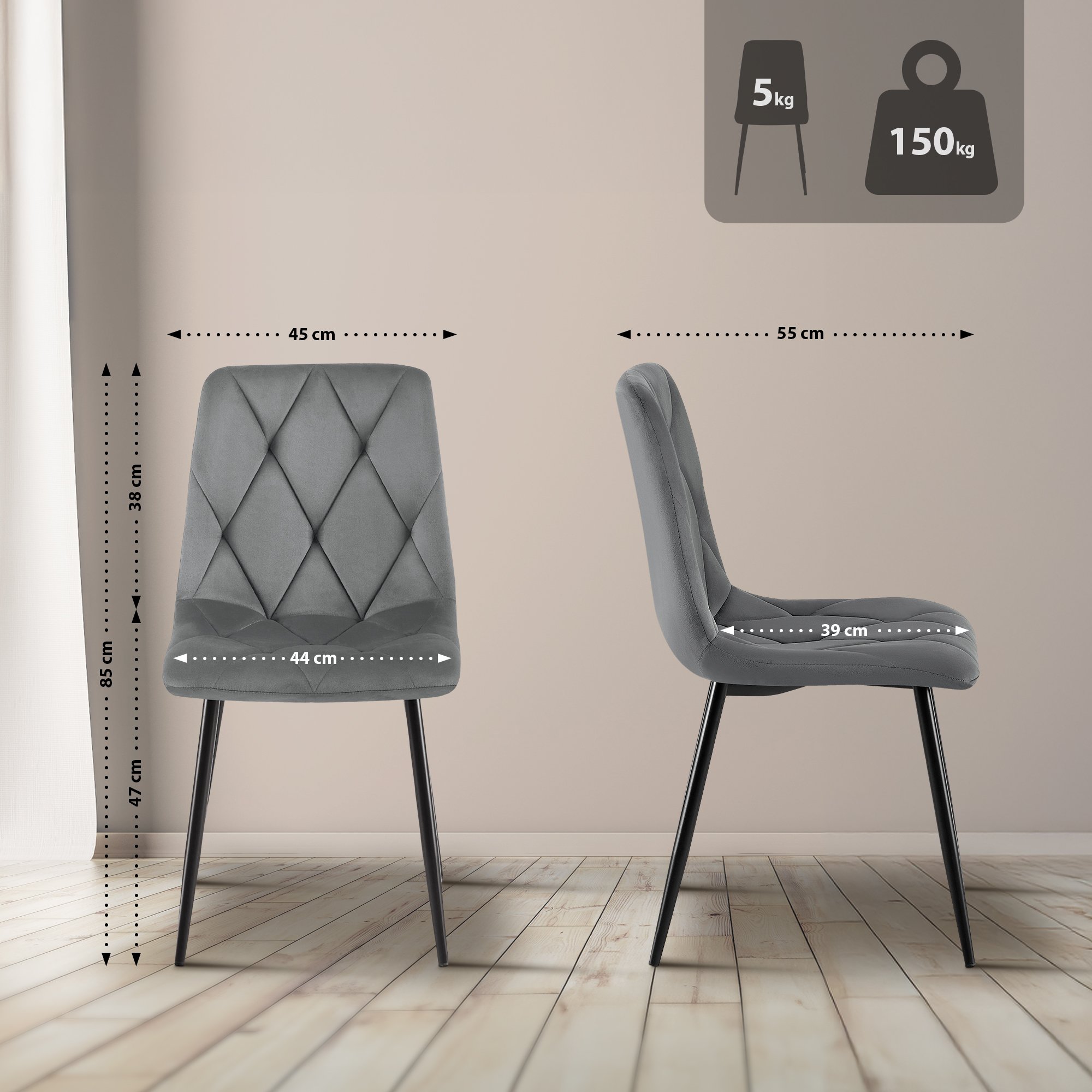 Set van 2 Eetkamerstoelen Clairton