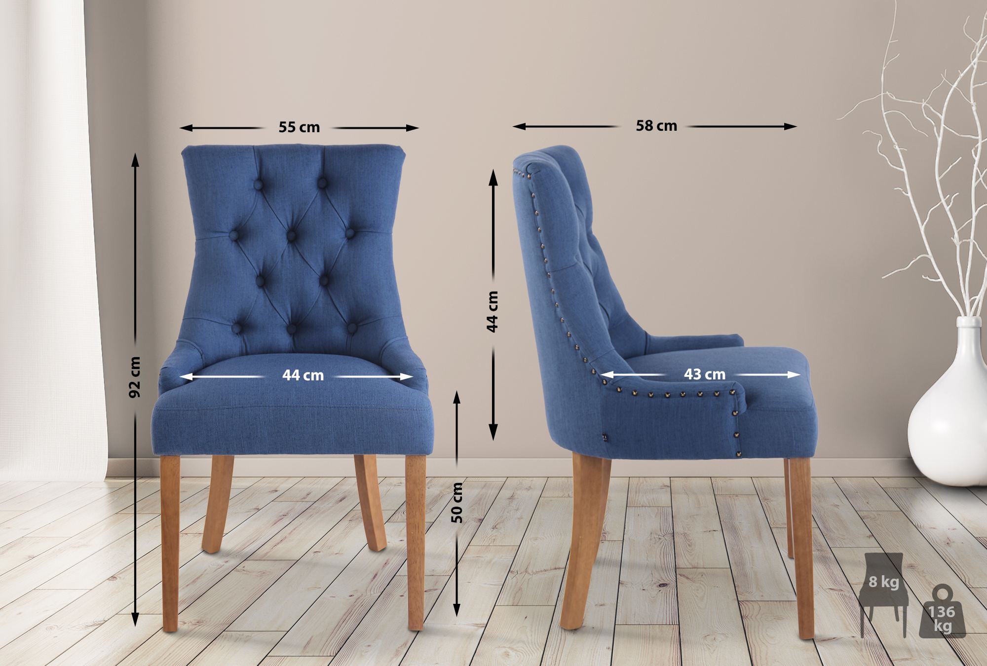 Set van 2 eetkamerstoelen Aberdeen