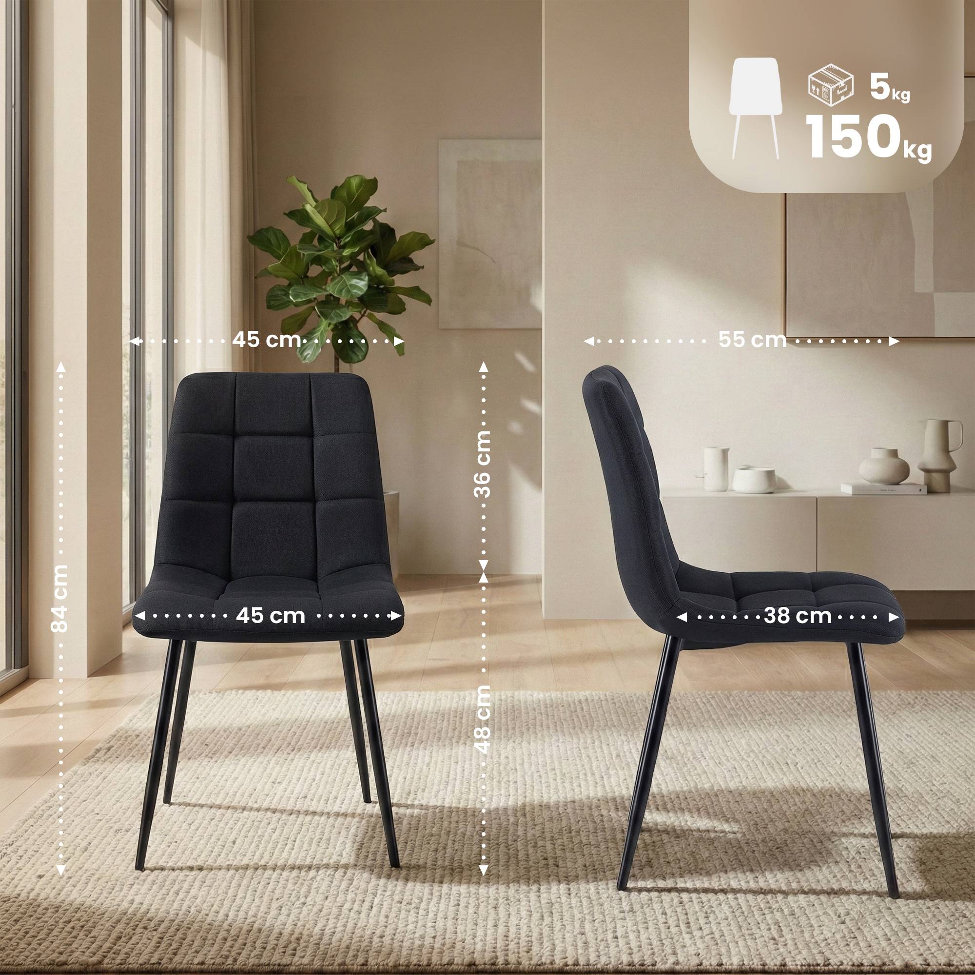 Set van 4 eetkamerstoelen Antibes stof