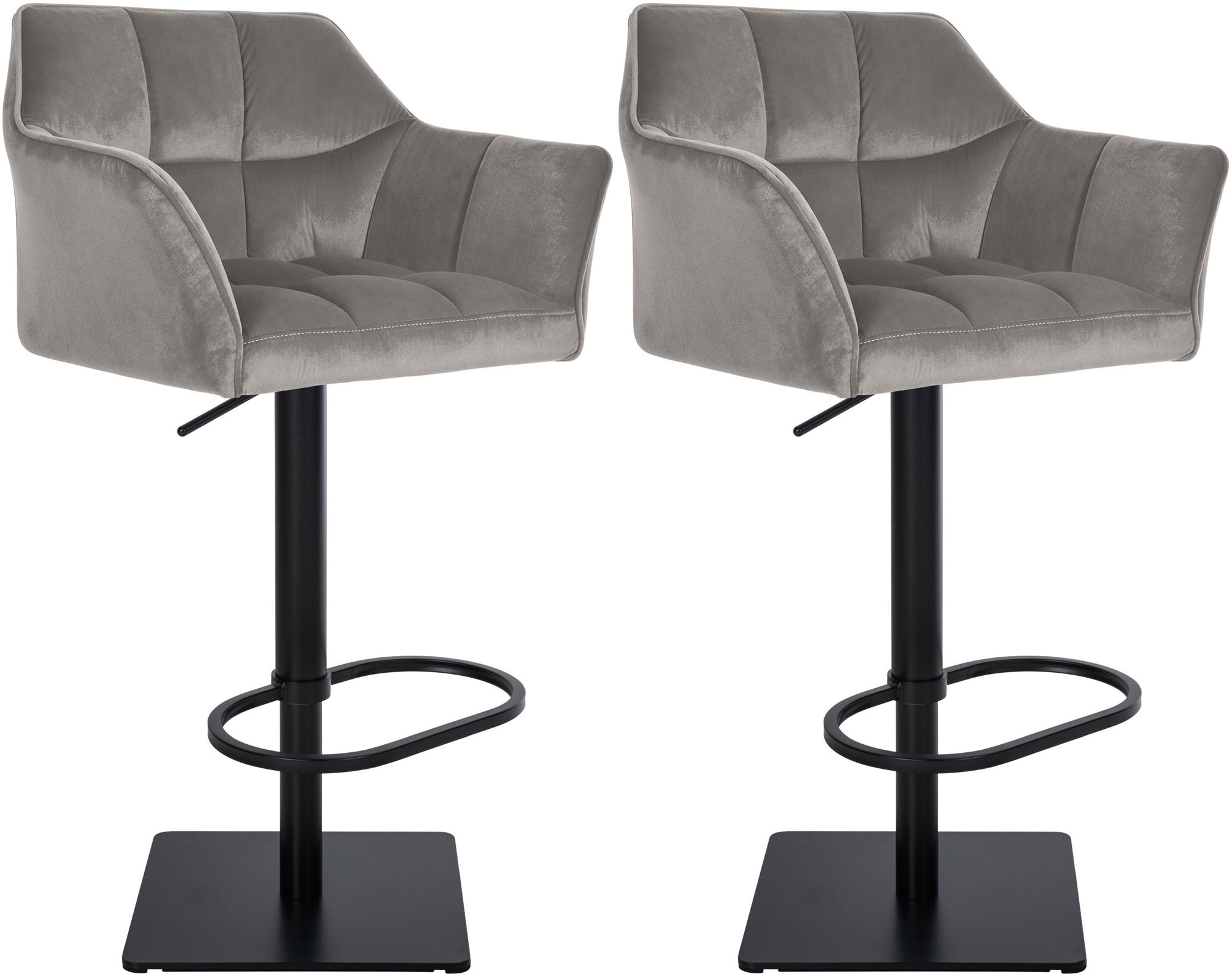 Set van 2 barkrukken Damaso met fluwelen bekleding