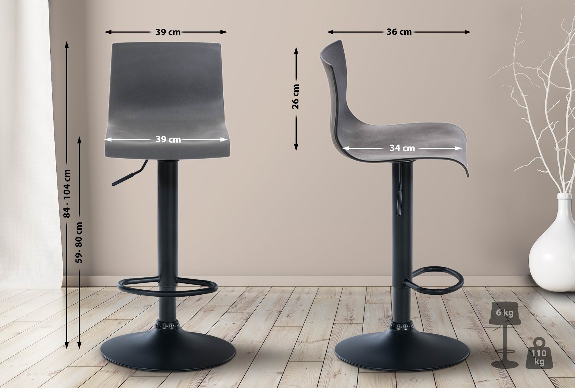 Barkruk Hover Kunststof