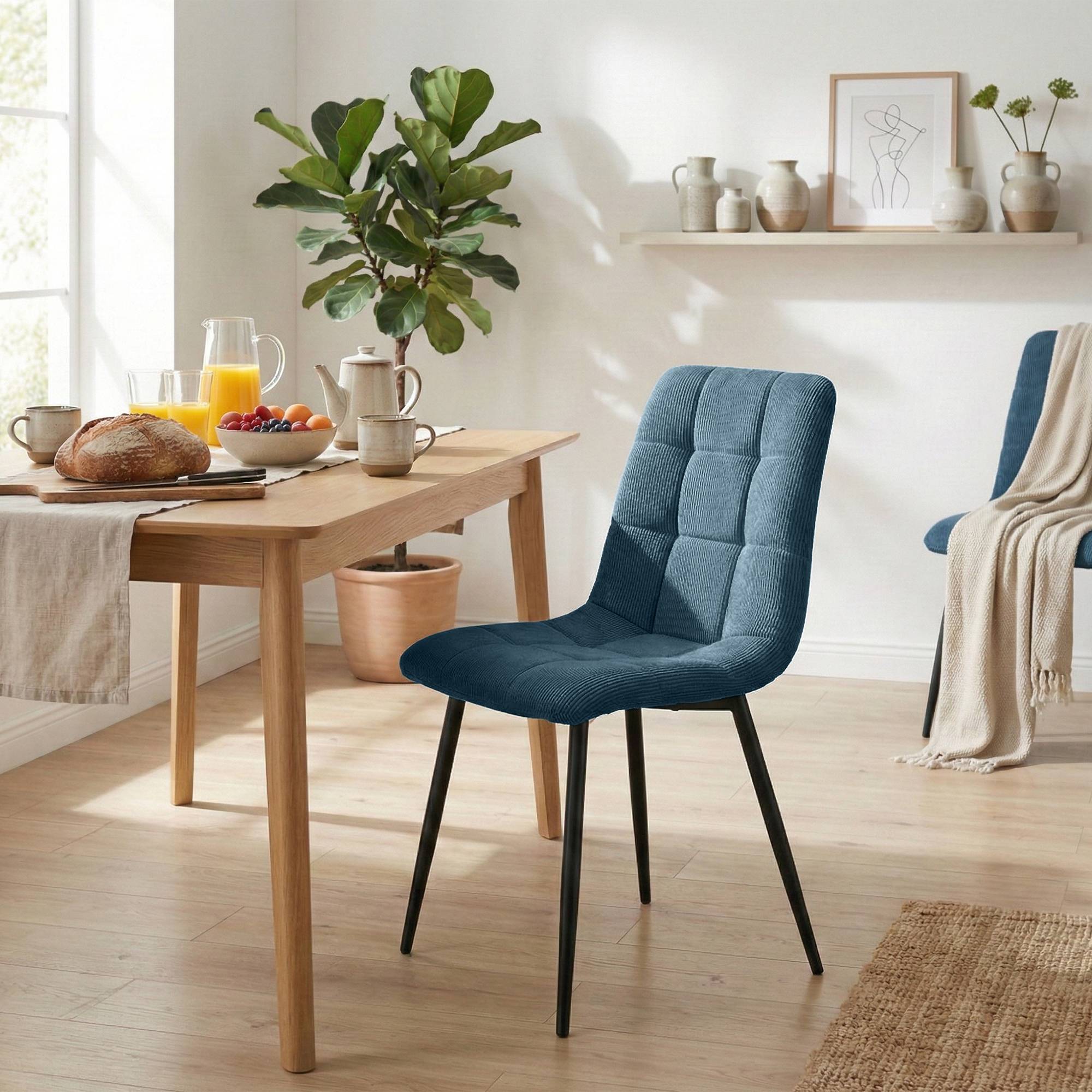 Set van 2 eetkamerstoelen Antibes ribstof