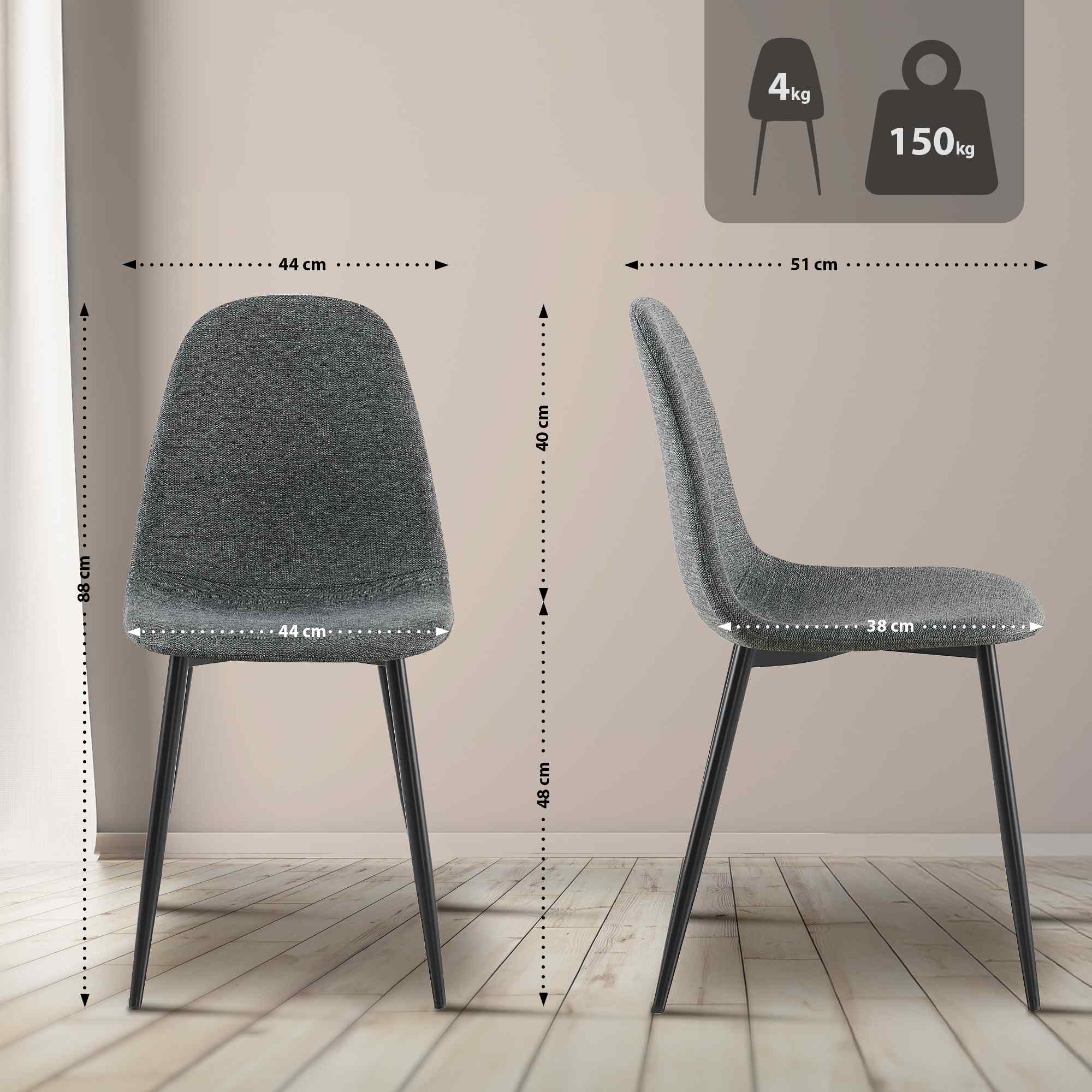 4-delige set eetkamerstoelen Napier
