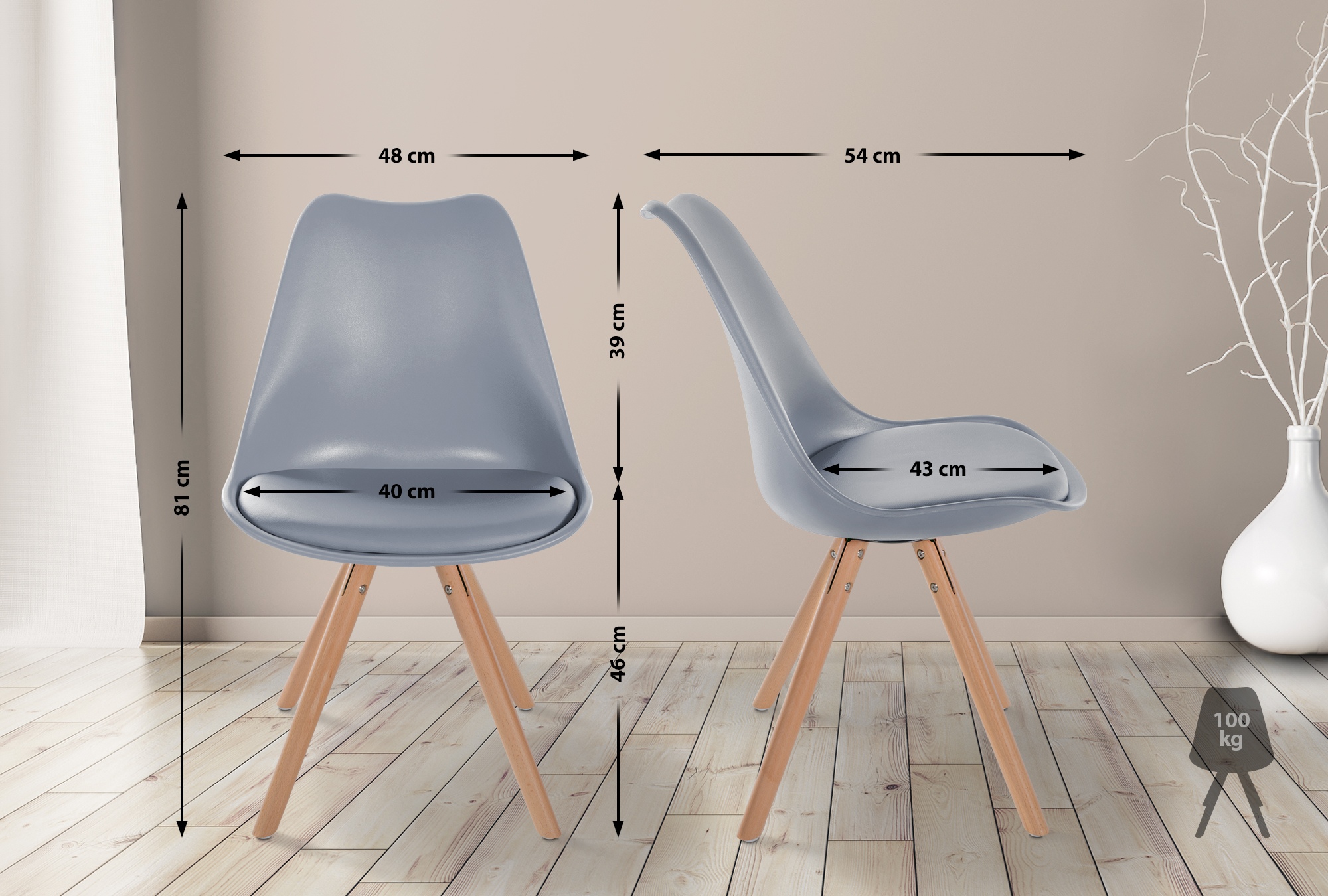 Set van 4 Eetkamerstoelen Sofia Kunststof
