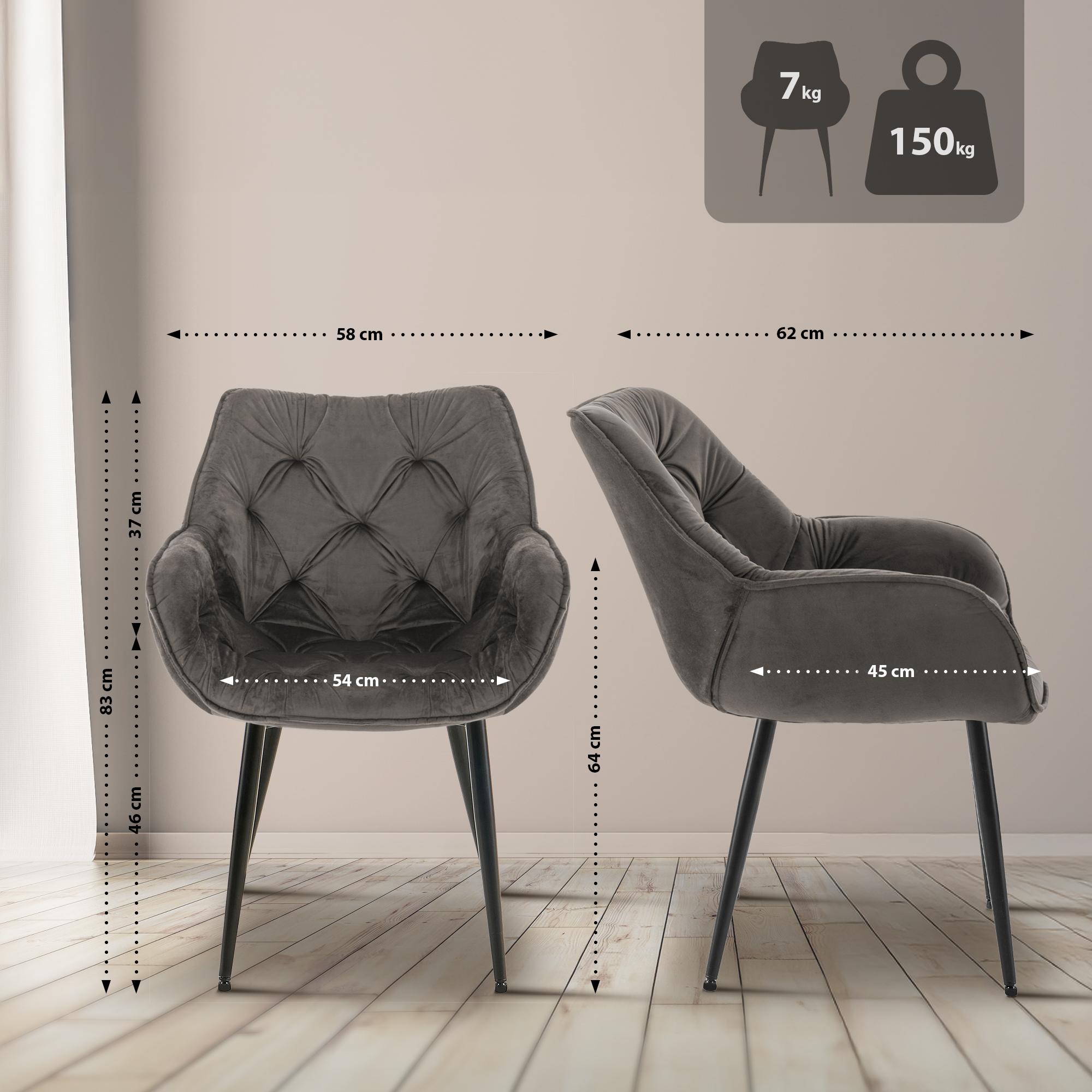 Set van 2 eetkamerstoelen Tanna fluweel
