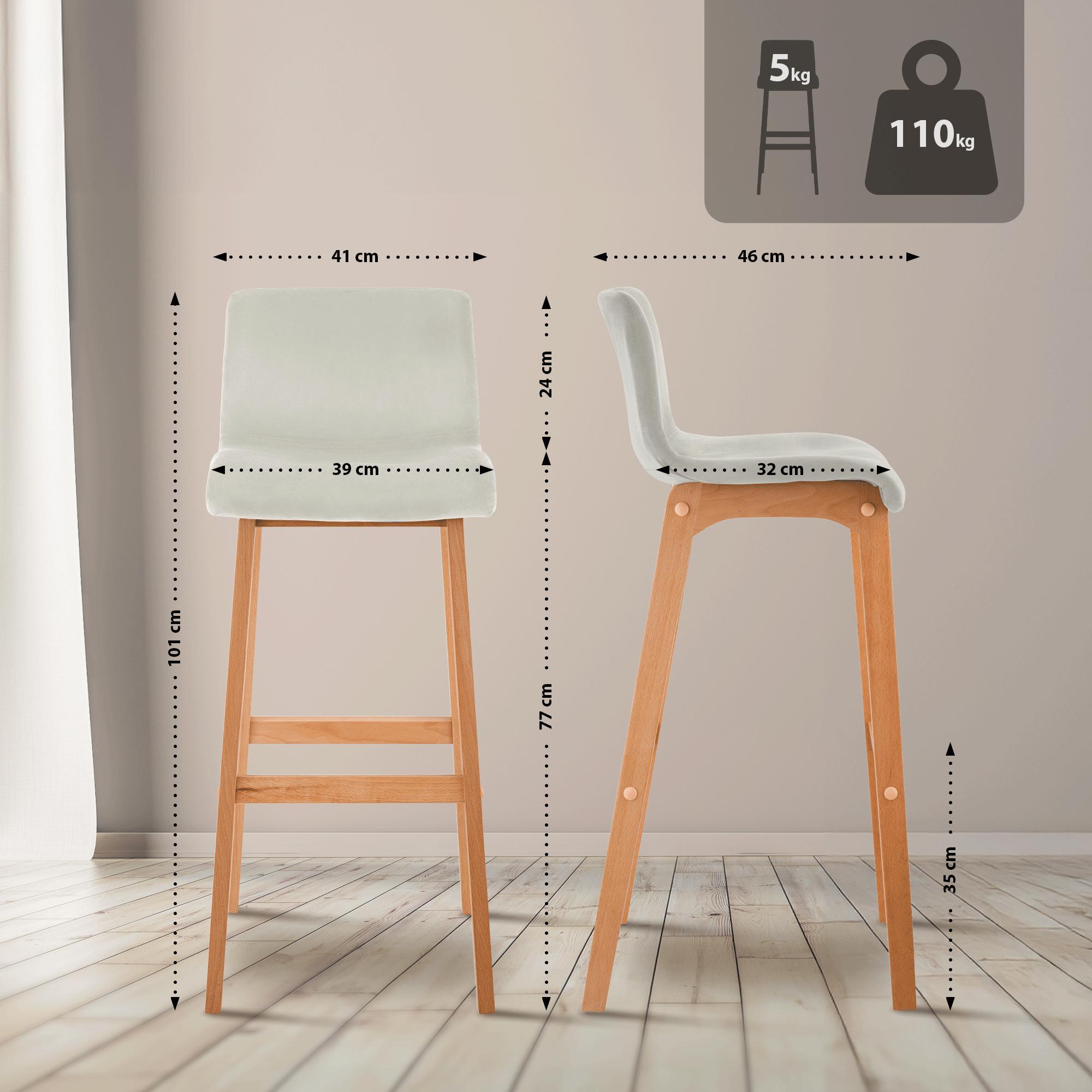 Barkruk Hover Fluweel Vierpoots frame Natura