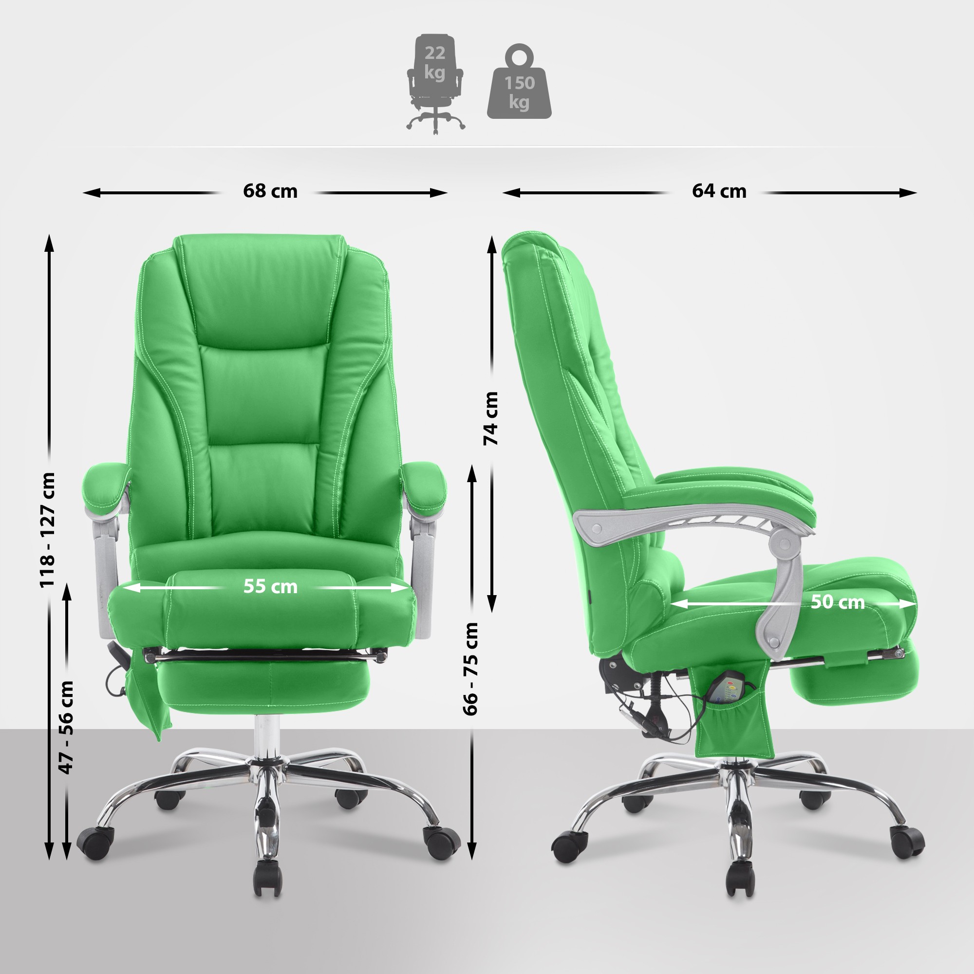 Pacific bureaustoel met massagefunctie V2 kunstleer