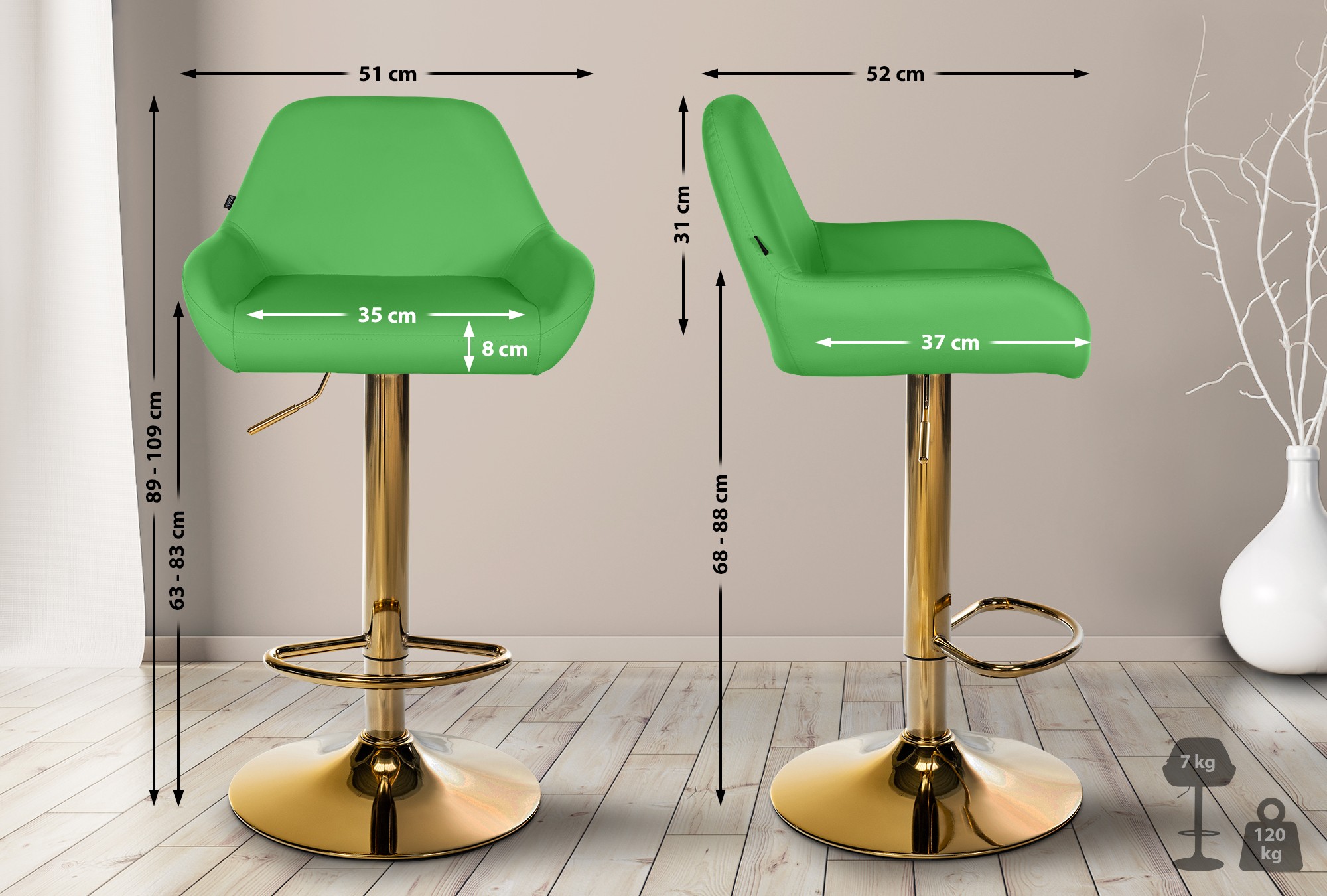 Barkruk Braga goud kunstleer