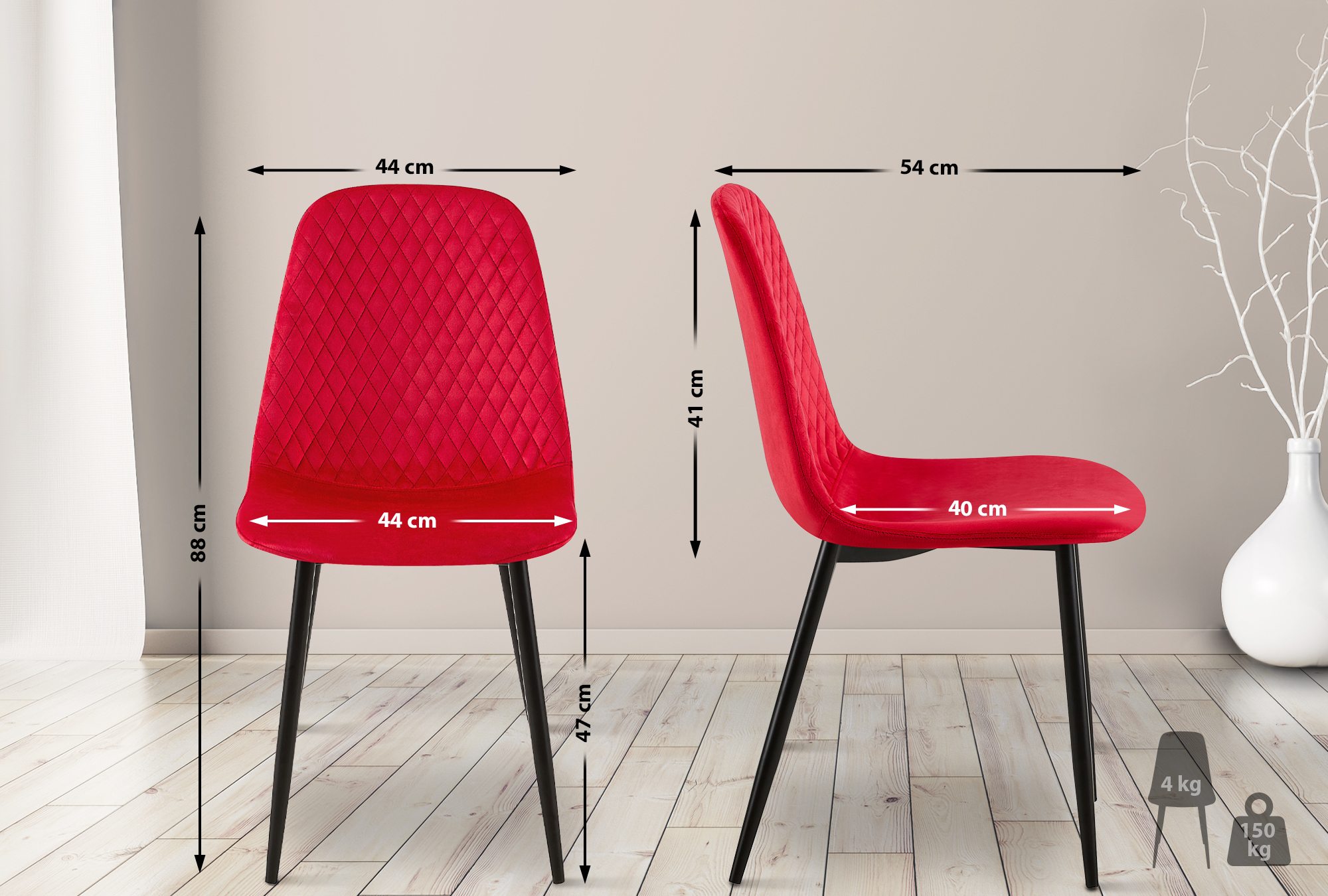 Set van 4 eetkamerstoelen Giverny
