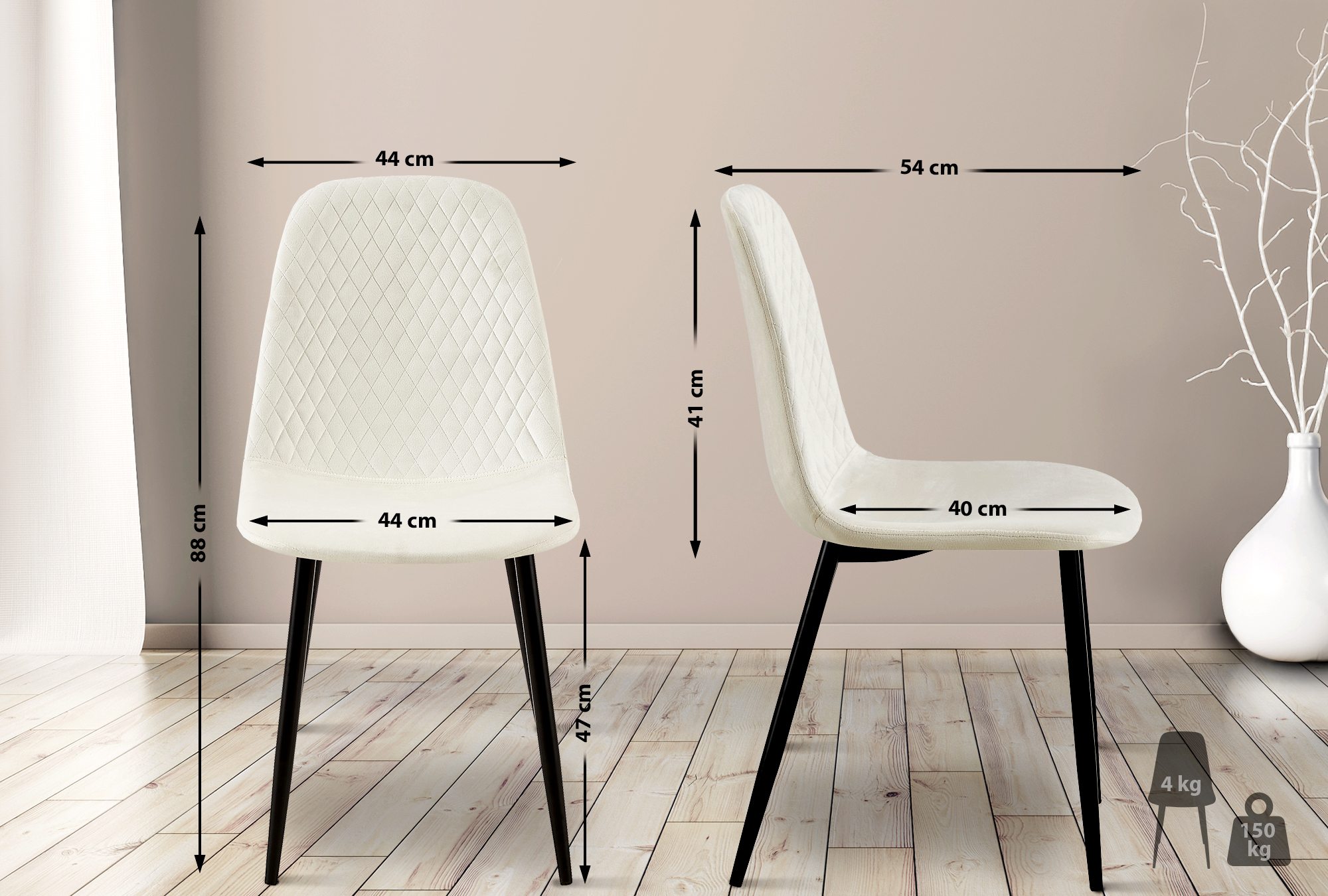 Set van 4 eetkamerstoelen Giverny