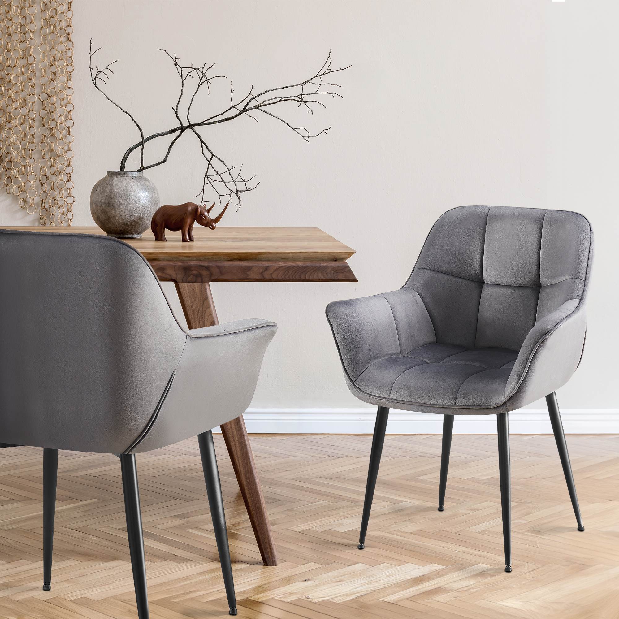 Set van 2 Eetkamerstoelen Roseville fluweel