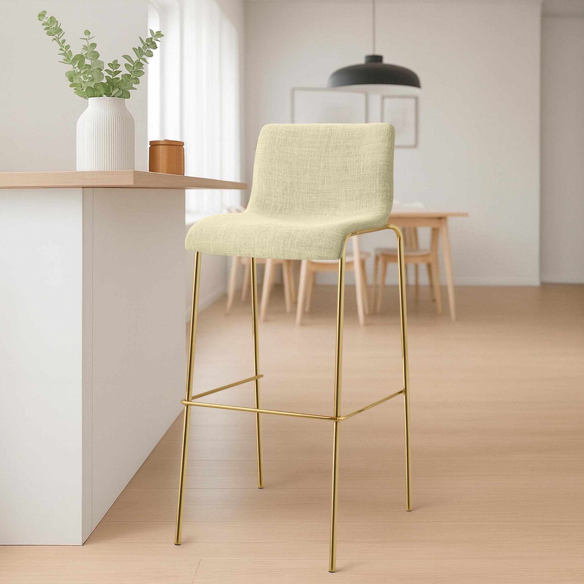 Set van 2 Barkrukken Hover Stoffen Zitting Goudkleurig Onderstel