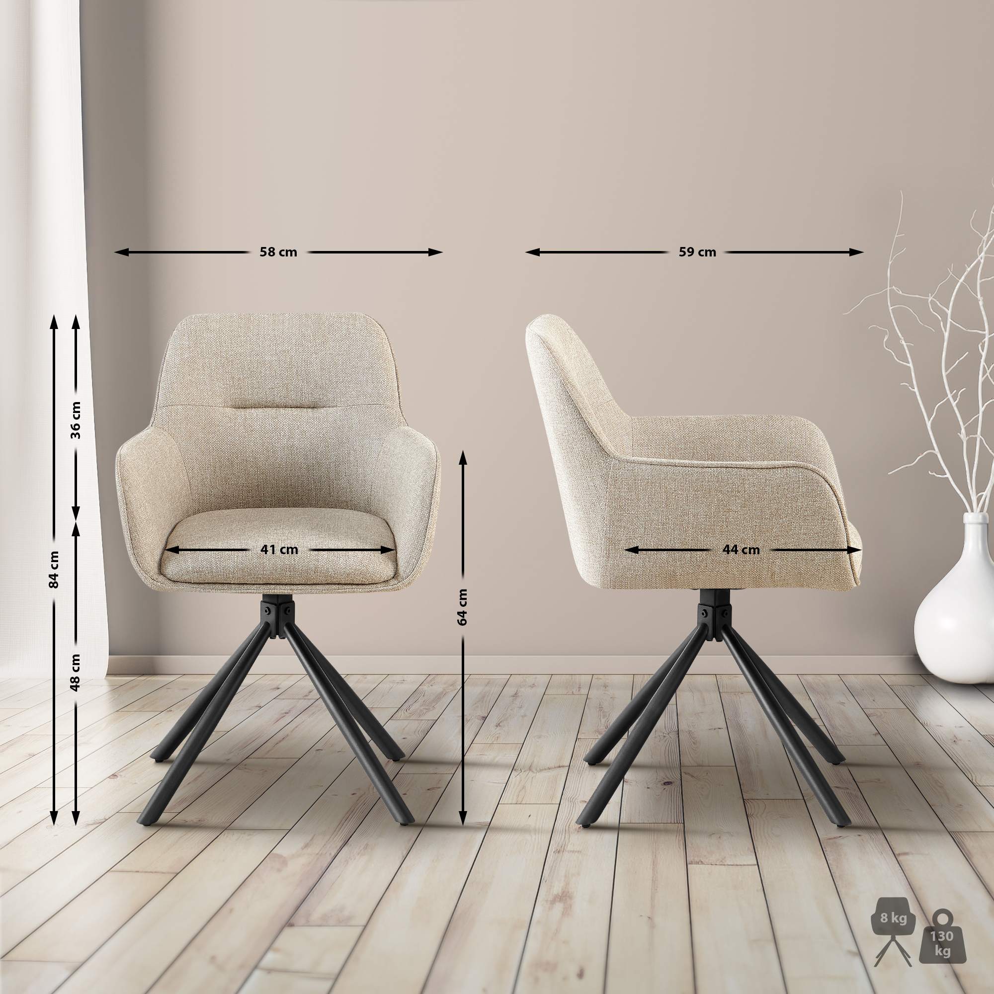Set van 2 Eetkamerstoelen Tipton