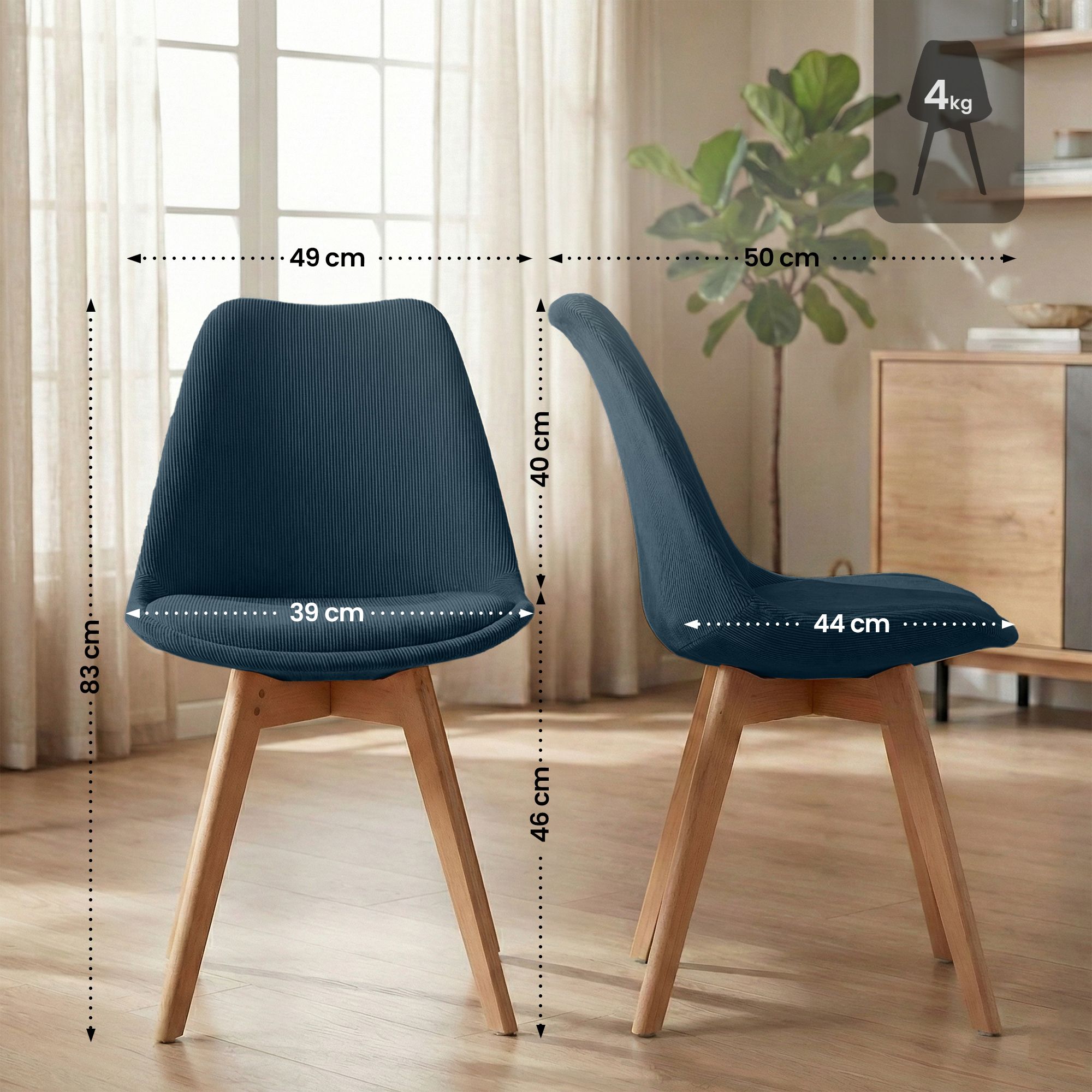 4-delige set Linares eetkamerstoelen