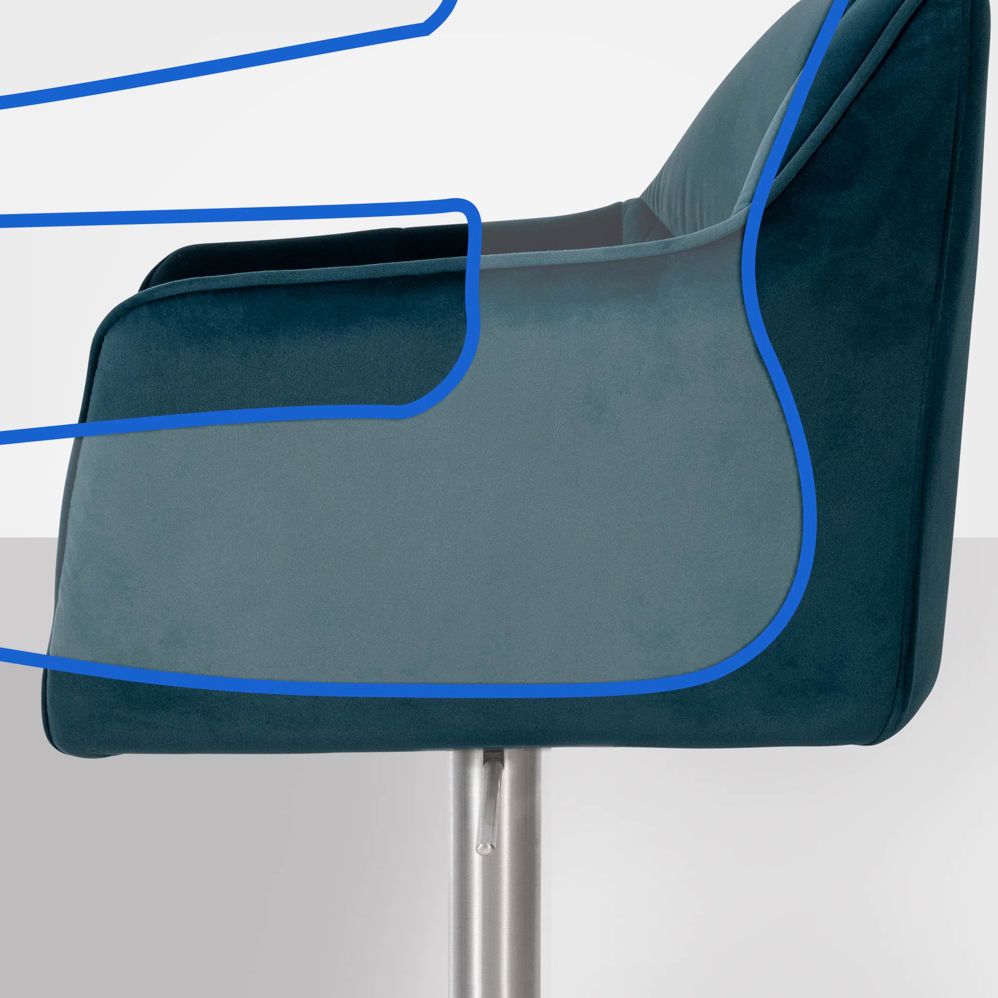 Set van 2 barkrukken Damaso met fluwelen bekleding