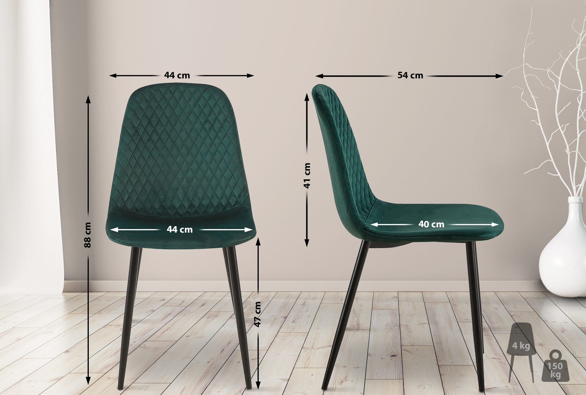 Set van 4 eetkamerstoelen Giverny