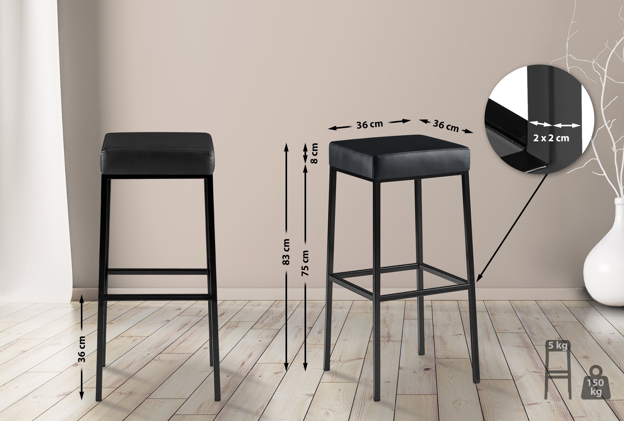 Montreal barstoel met kunstleren bekleding