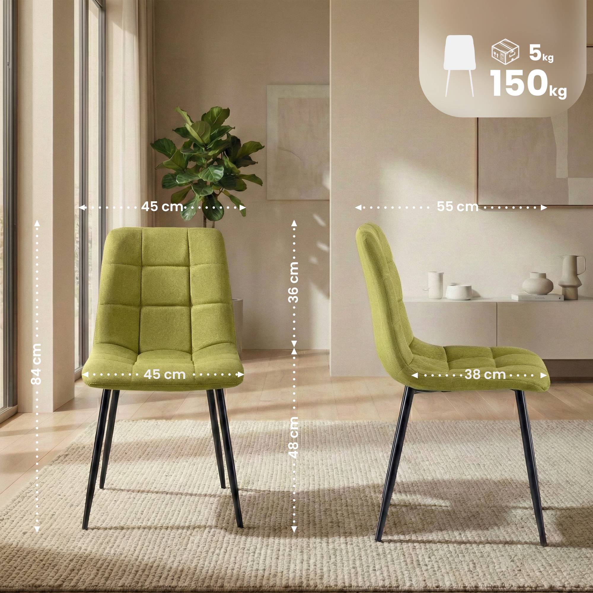 Set van 4 eetkamerstoelen Antibes stof
