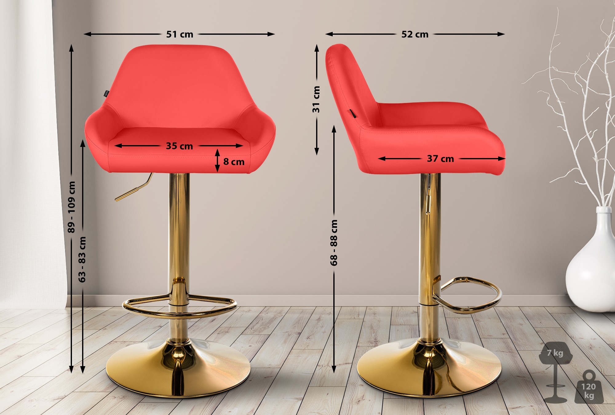 Barkruk Braga goud kunstleer