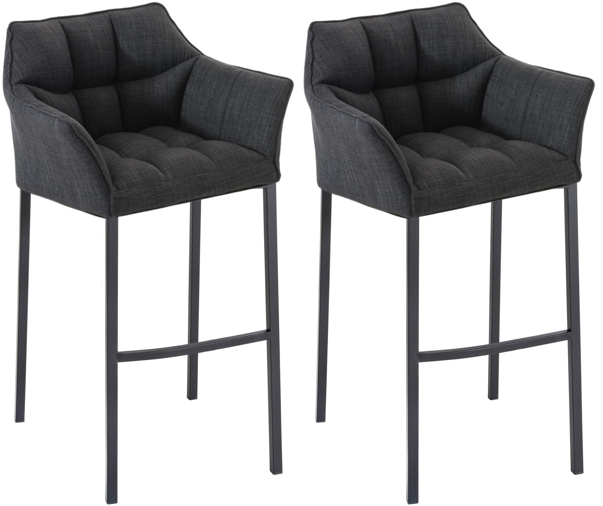 2-delige set barkrukken Damaso stof met vierpootsframe