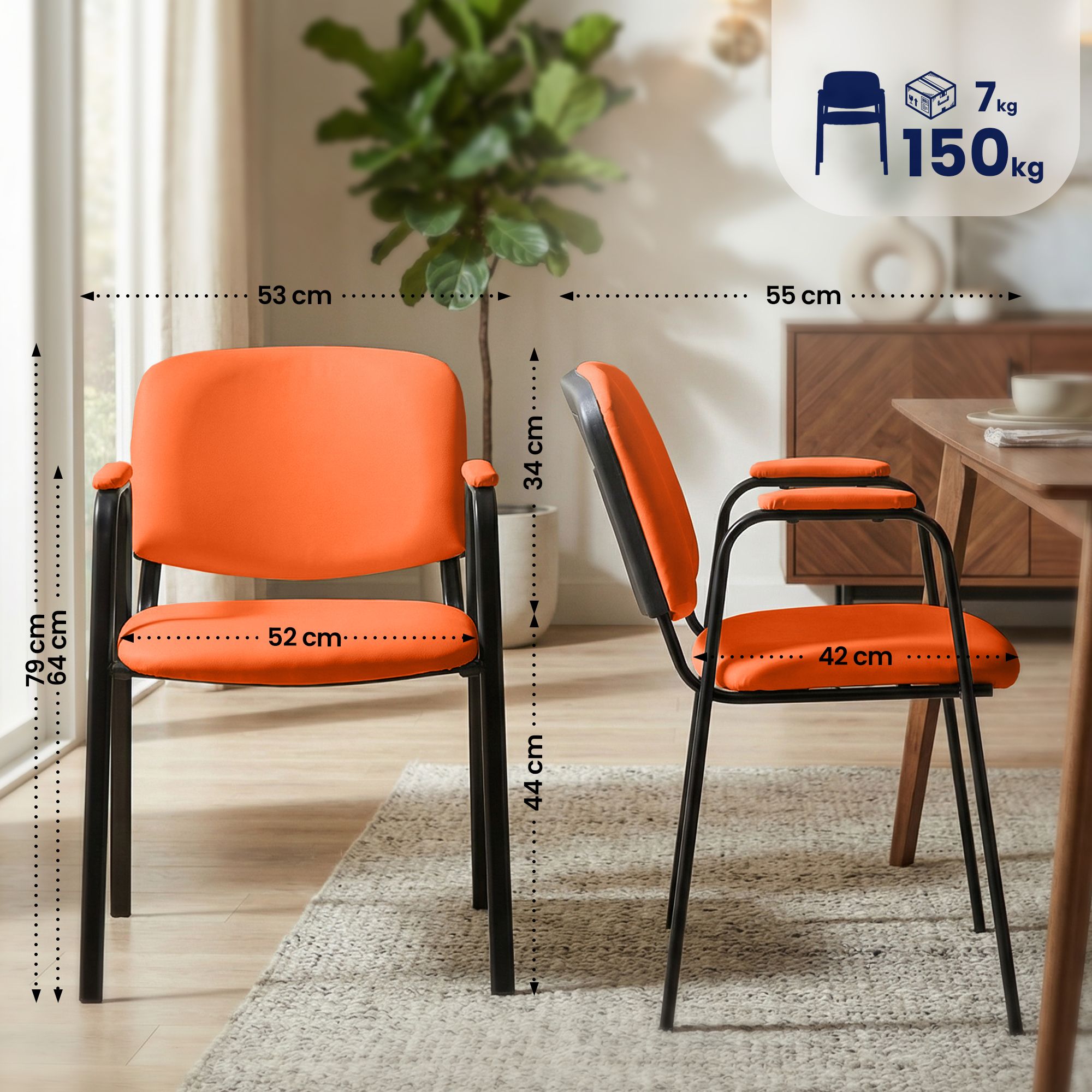 Set van 4 stapelstoelen Ken Pro kunstleer