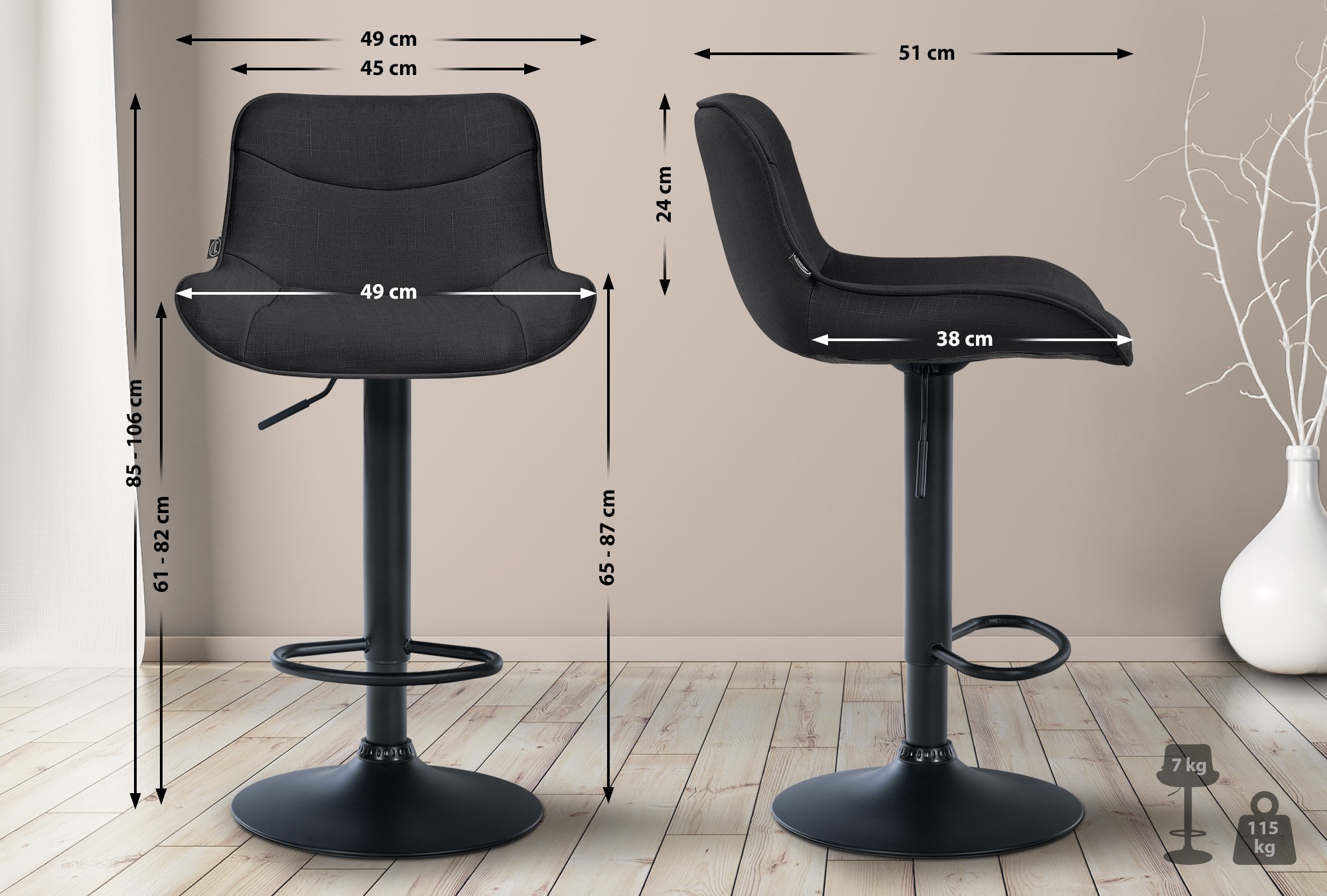 Set van 2 barkrukken Vonore stof