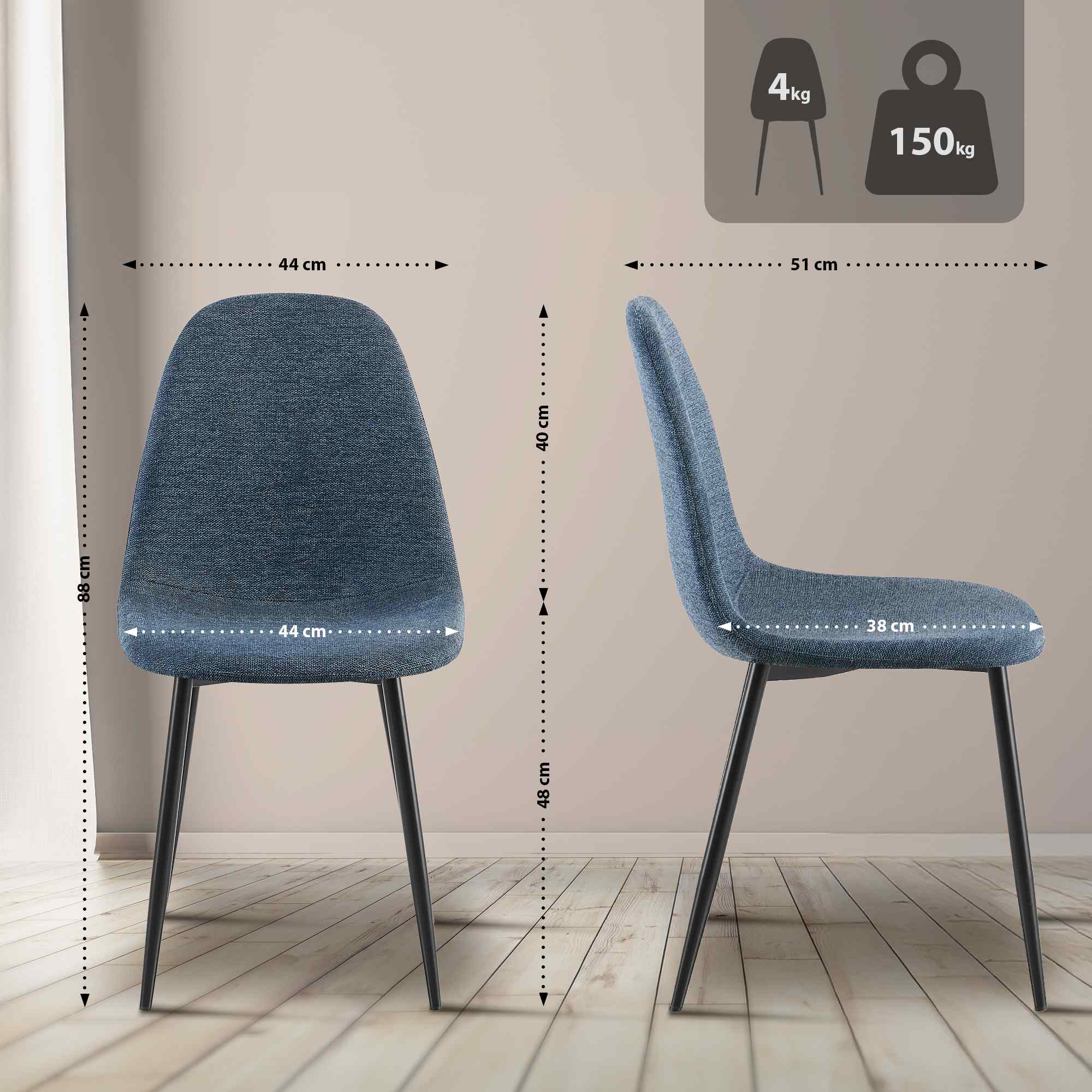 4-delige set eetkamerstoelen Napier