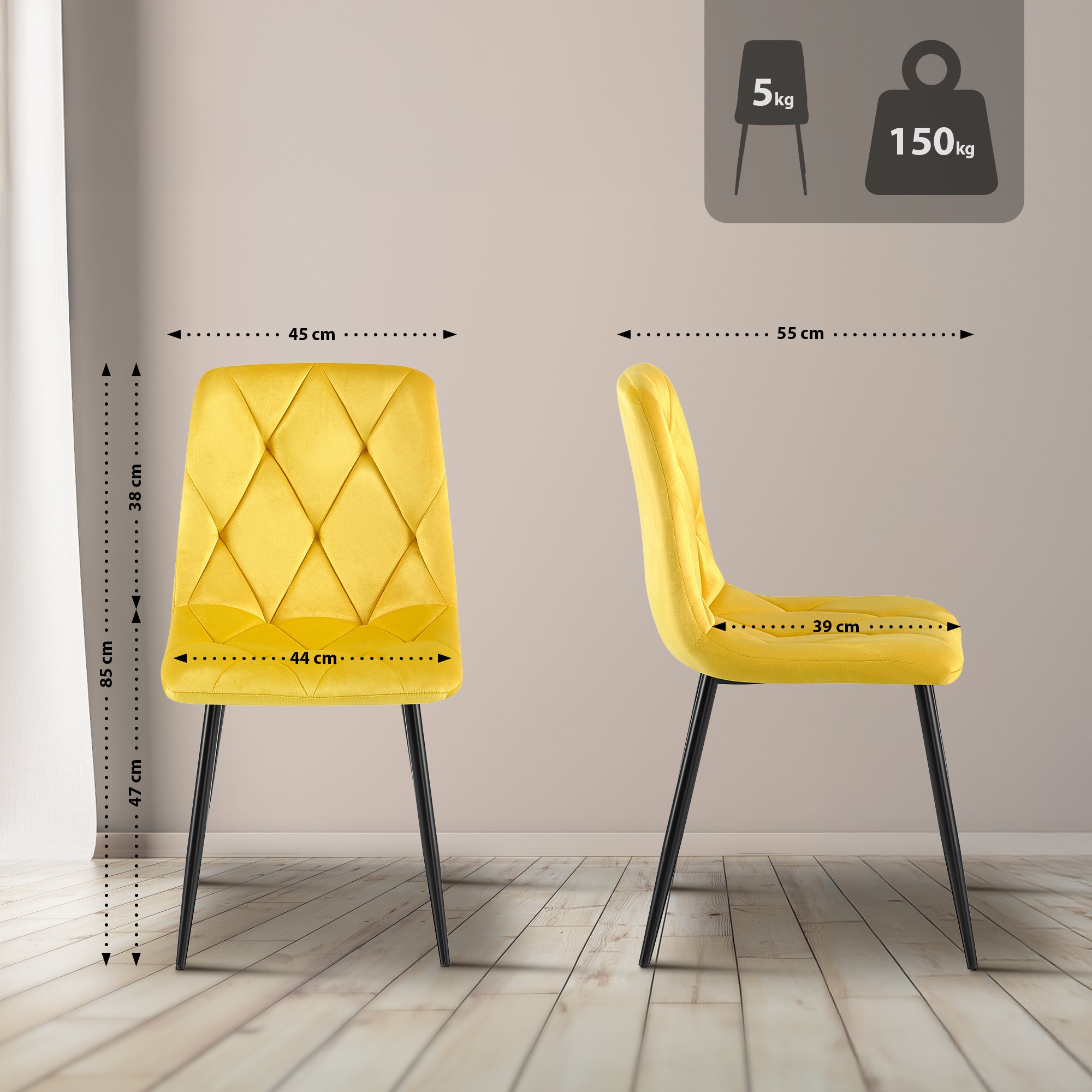 Set van 2 Eetkamerstoelen Clairton